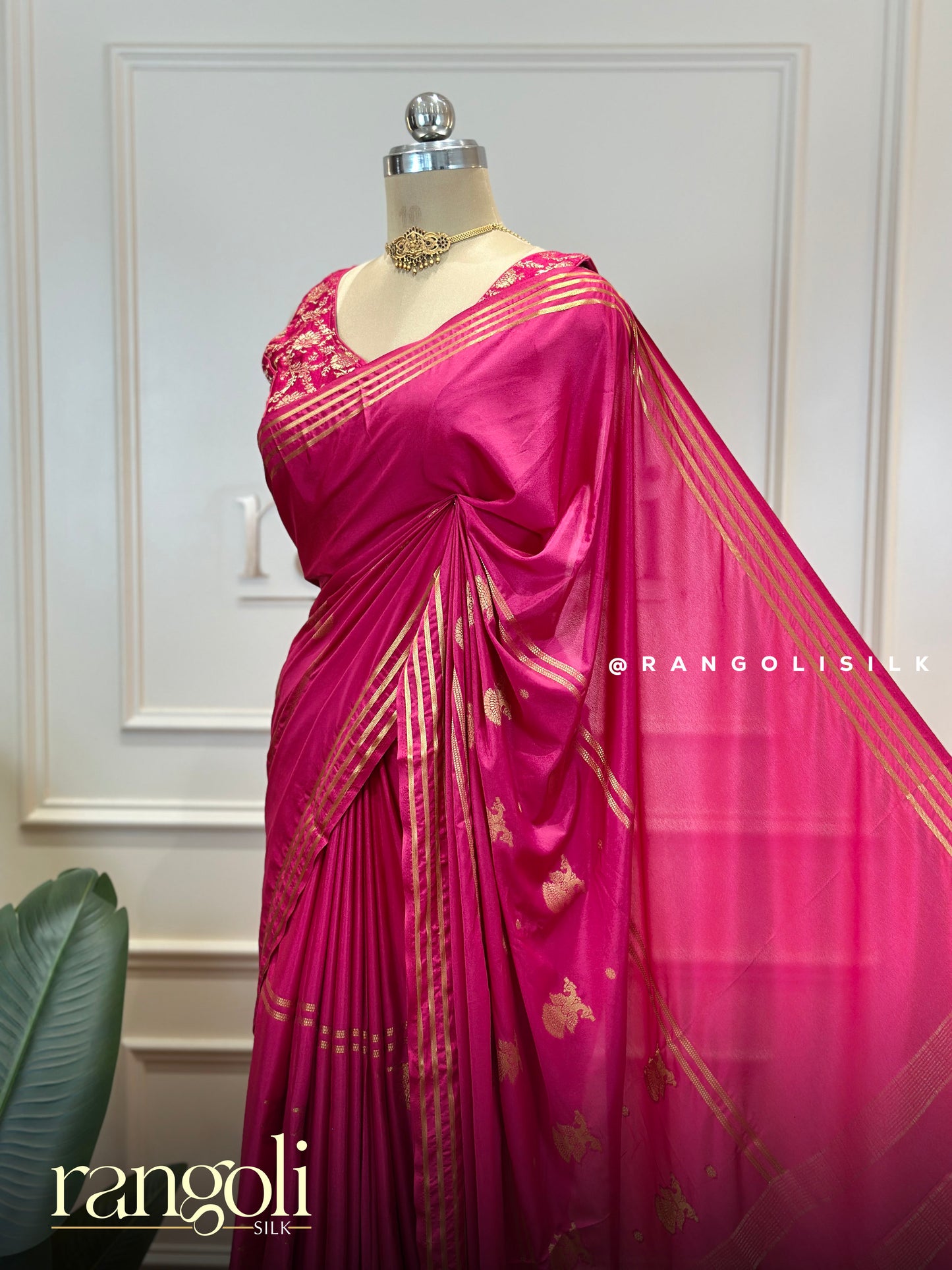 Semi Mysore Silk Crepe Saree with Gandaberunda Buttas - Post 846
