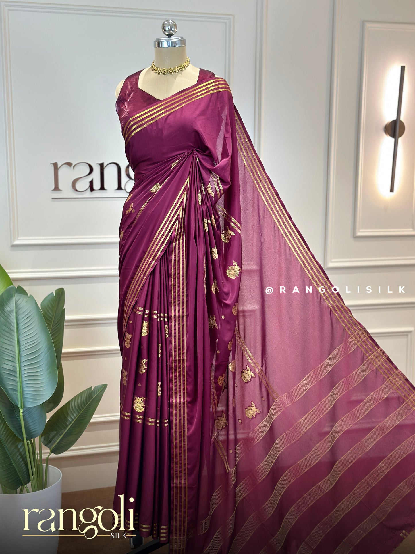 Semi Mysore Silk Crepe Saree with Gandaberunda Buttas - Post 846