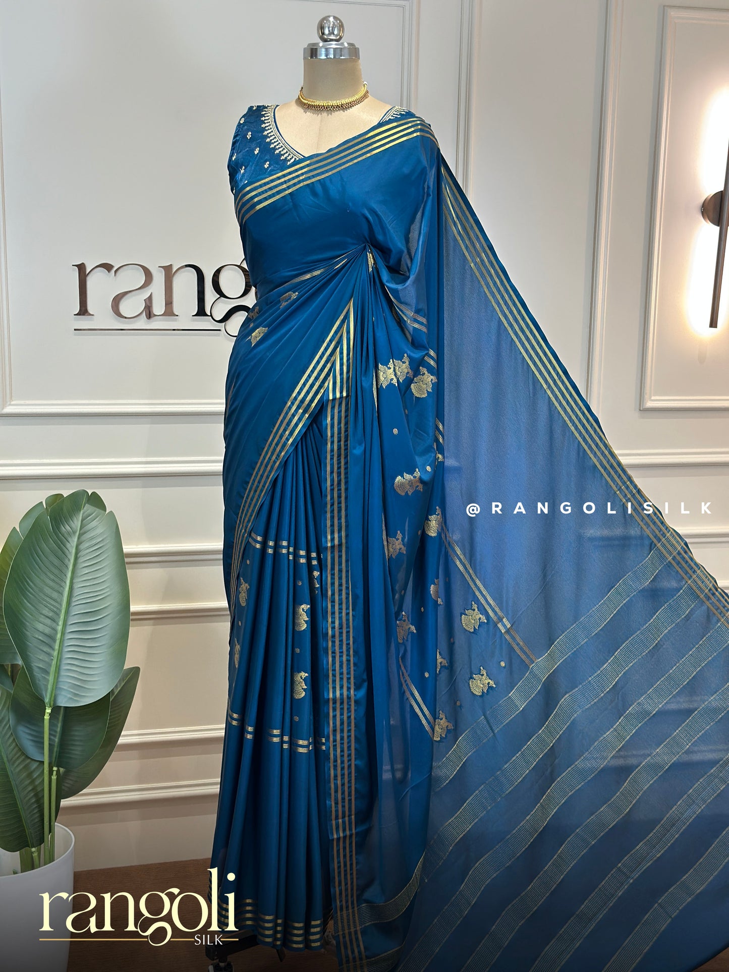 Semi Mysore Silk Crepe Saree with Gandaberunda Buttas - Post 846
