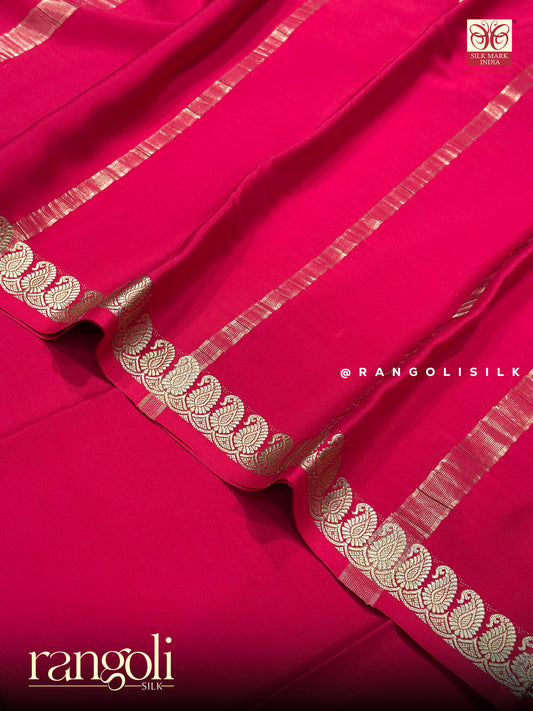 Pure Mysore Crepe Silk Saree in Red and Maroon Shades - Silk Mark Certified - Post 1063