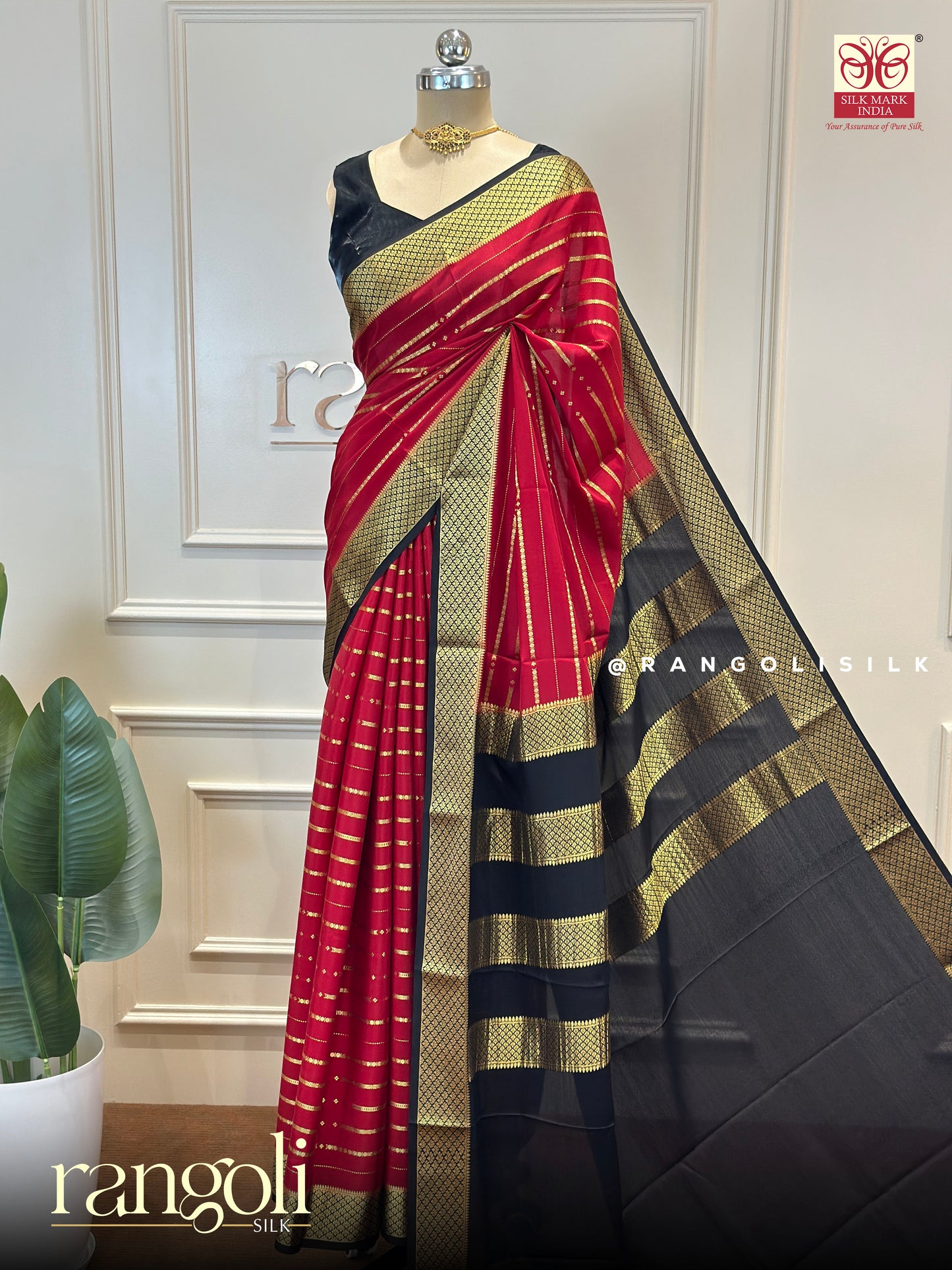 Pure Mysore Crepe Silk Saree with Elegant Stripe Design - Silk Mark Certified - Post 968