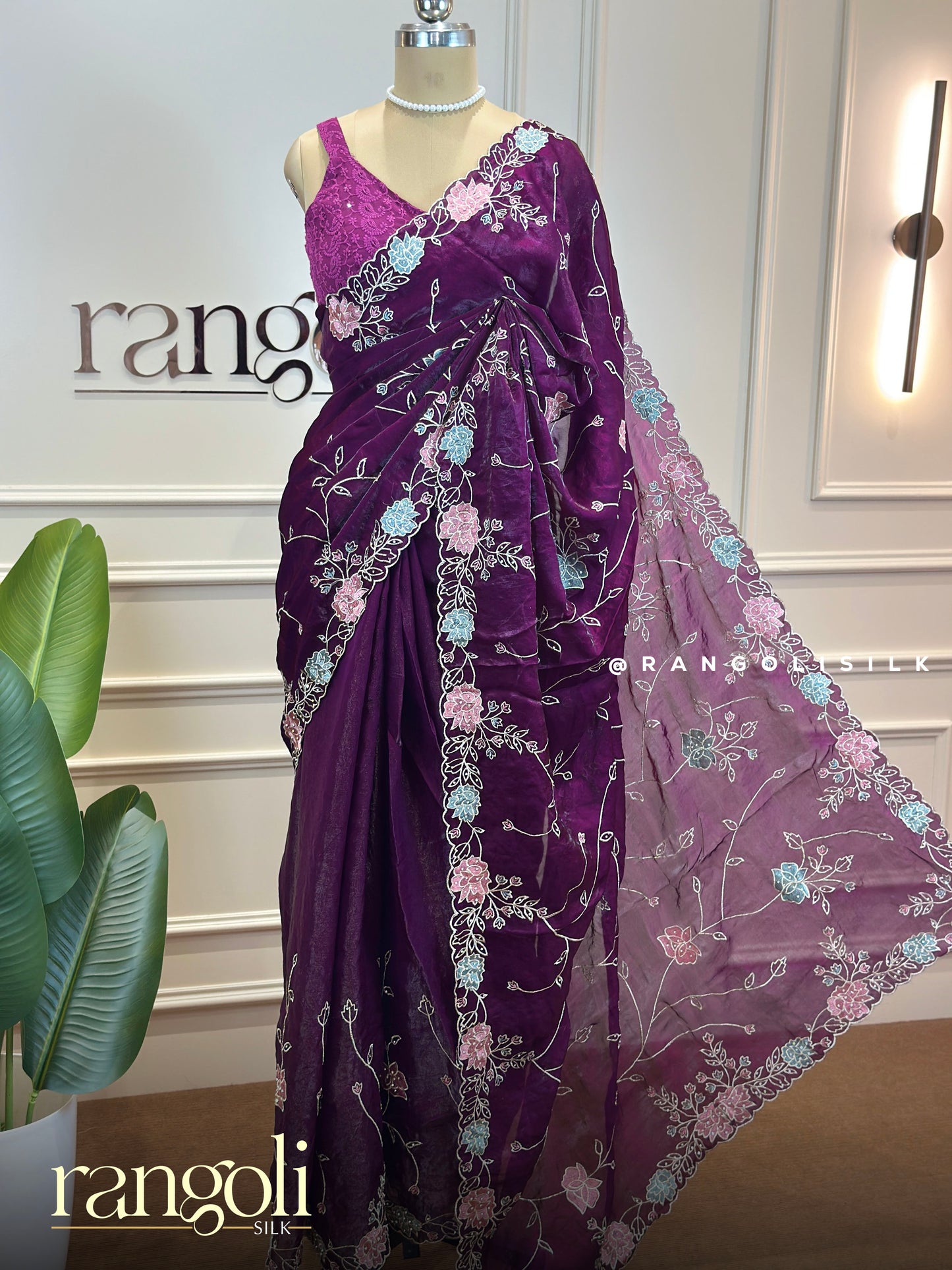 Floral Embroidered Fancy Designer Sarees - Post 736