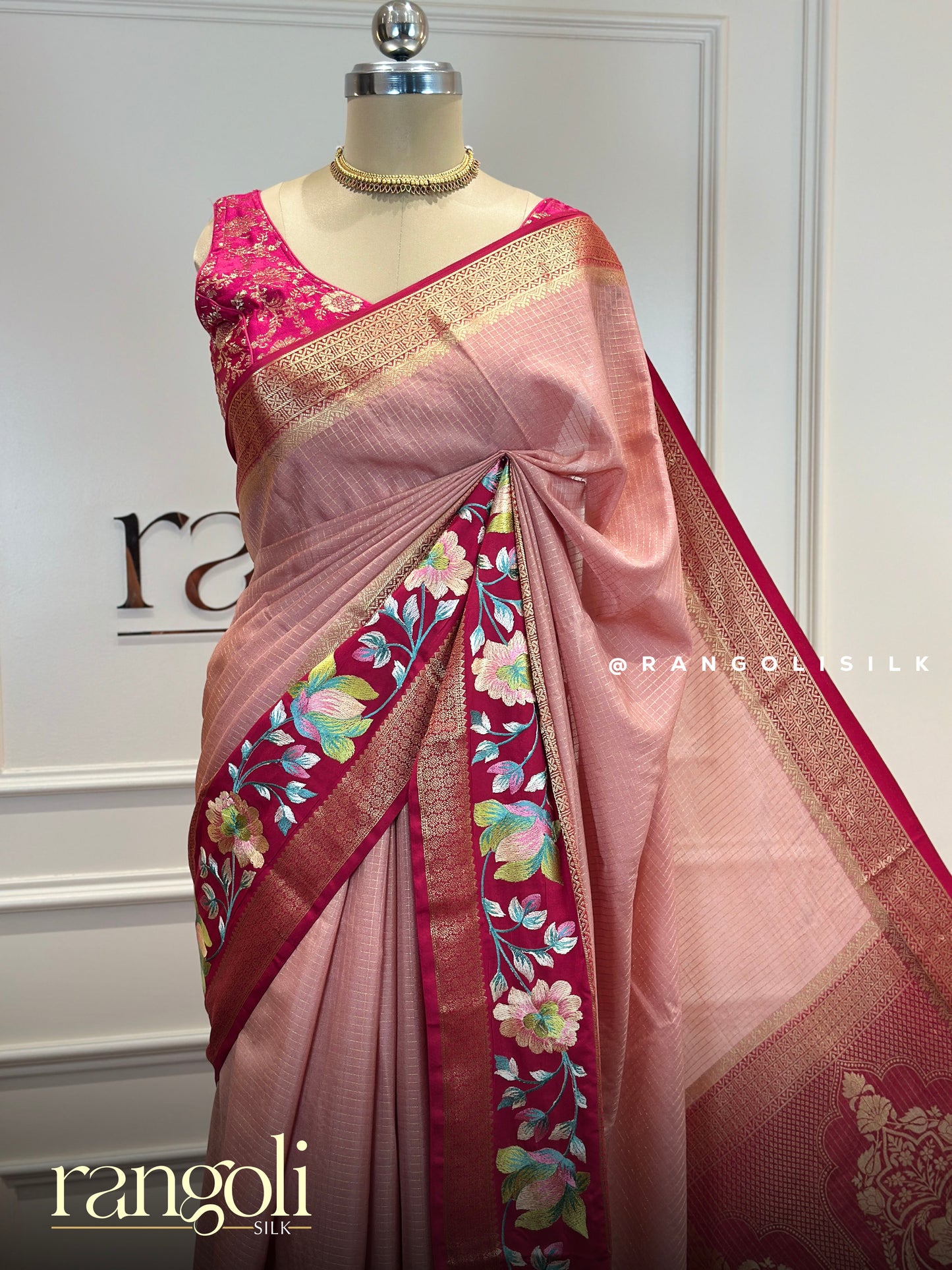 Semi Mysore Silk Saree with Modern Patterns & Contrast Colours - Post 850