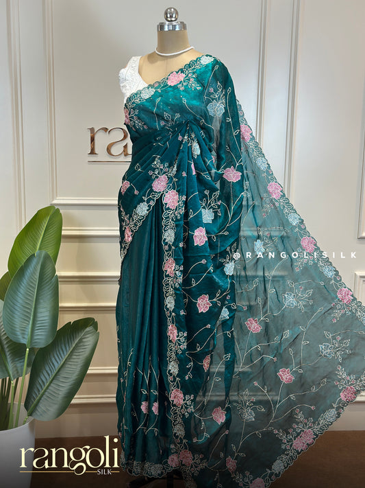 Floral Embroidered Fancy Designer Sarees - Post 736