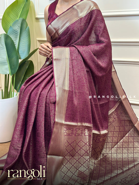 Semi Mysore Silk Brocade Saree - Post 851