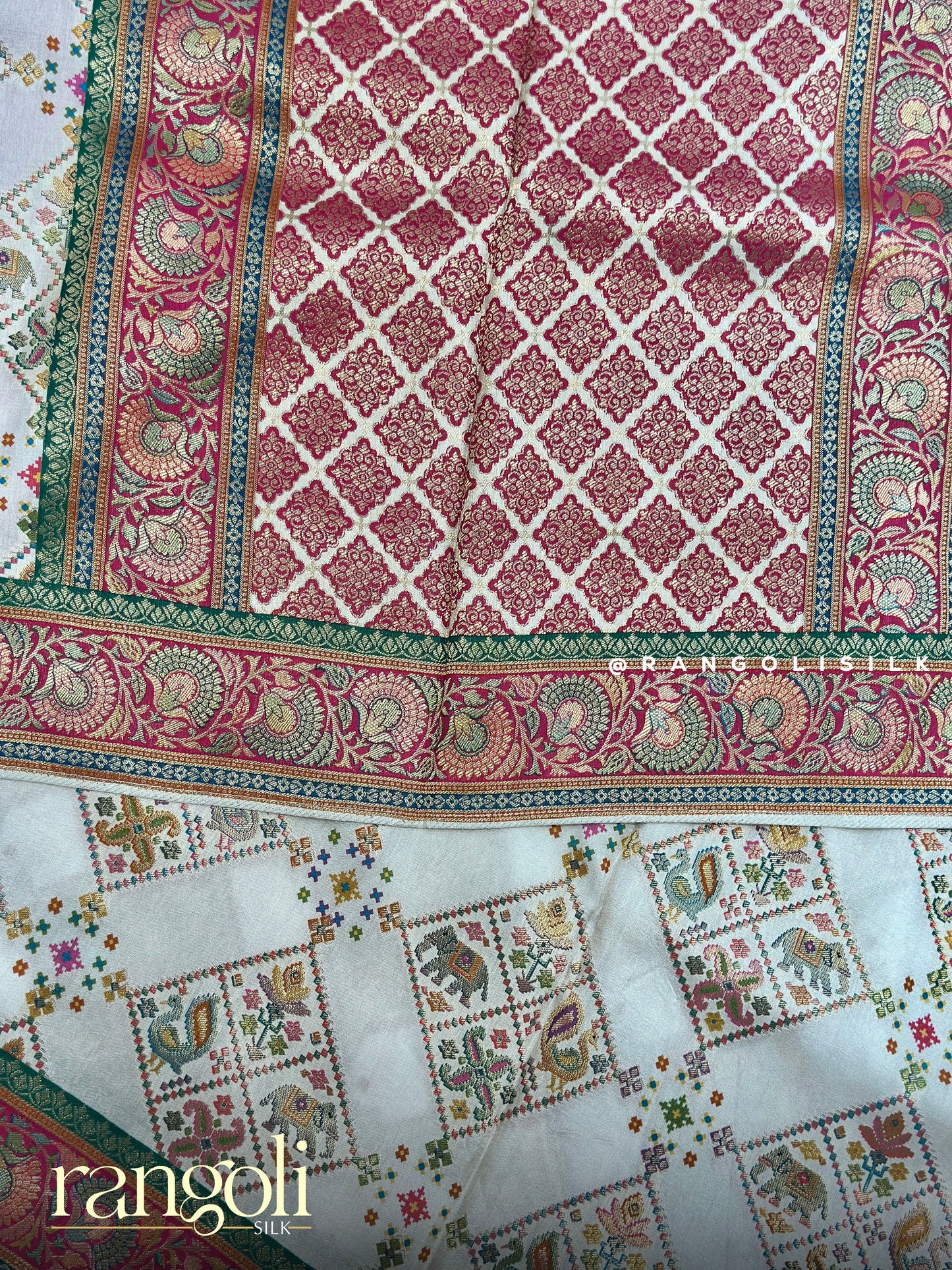 Banaras Saree with Pashmina Pattern & Rich Zari Border - Post 970