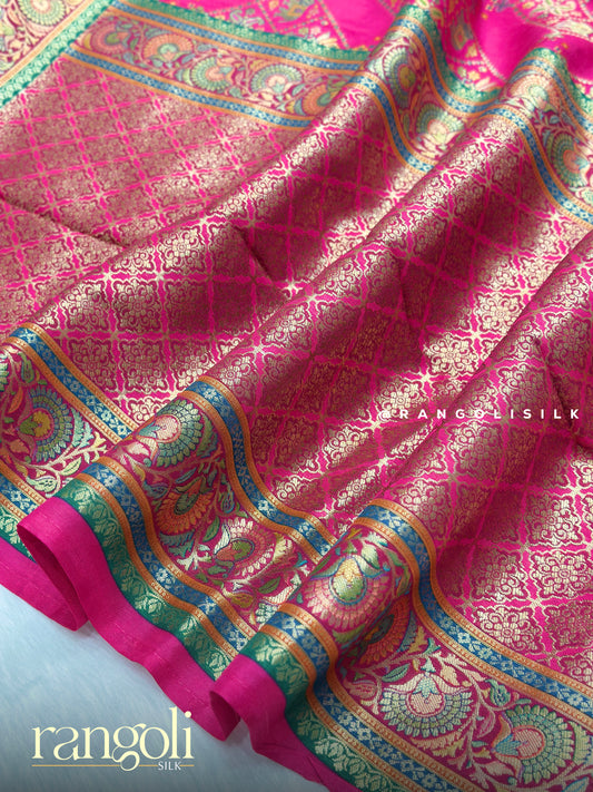 Banaras Saree with Pashmina Pattern & Rich Zari Border - Post 970