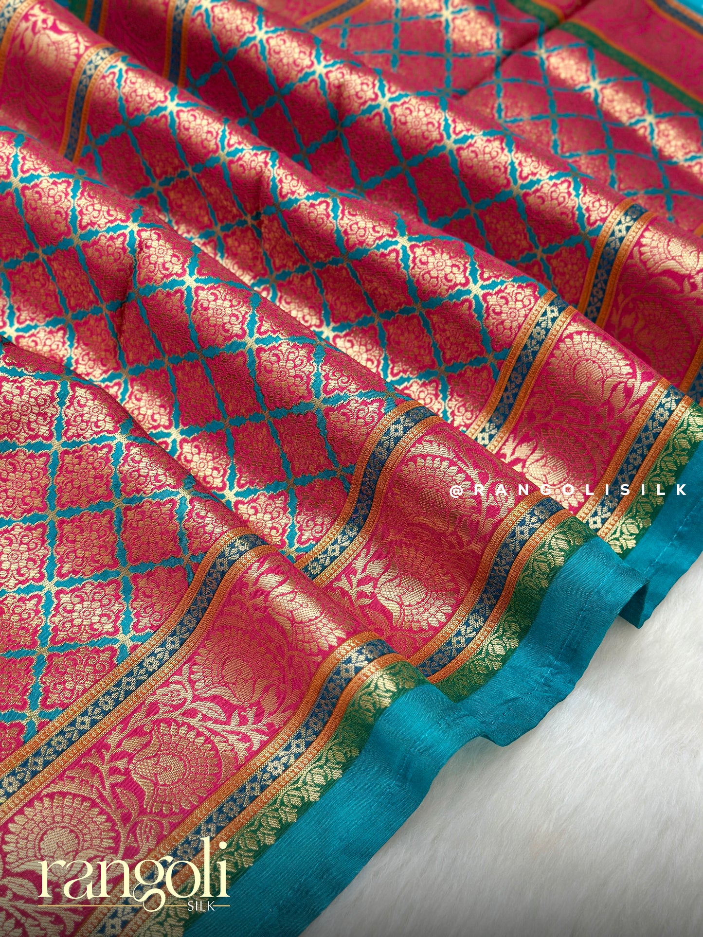 Banaras Saree with Pashmina Pattern & Rich Zari Border - Post 970