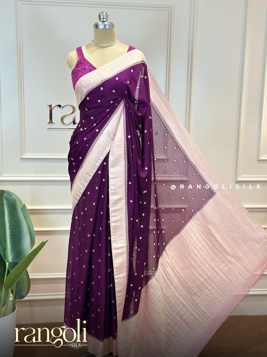 Soft Chiffon Georgette Banaras Sarees with Zari Border - Post 865