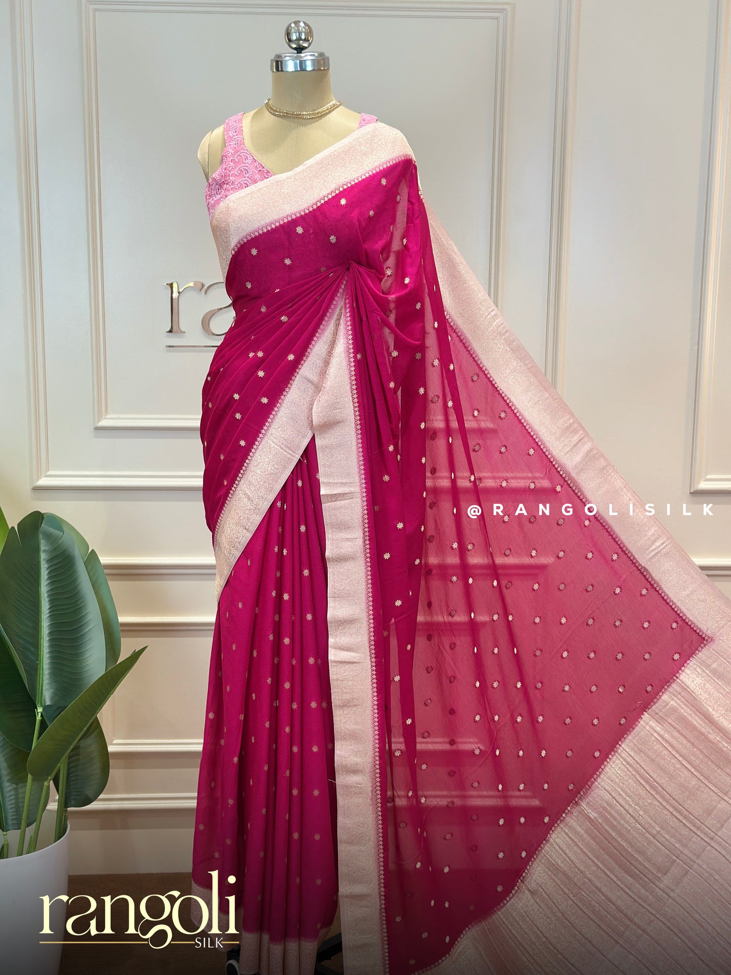 Soft Chiffon Georgette Banaras Sarees with Zari Border - Post 865