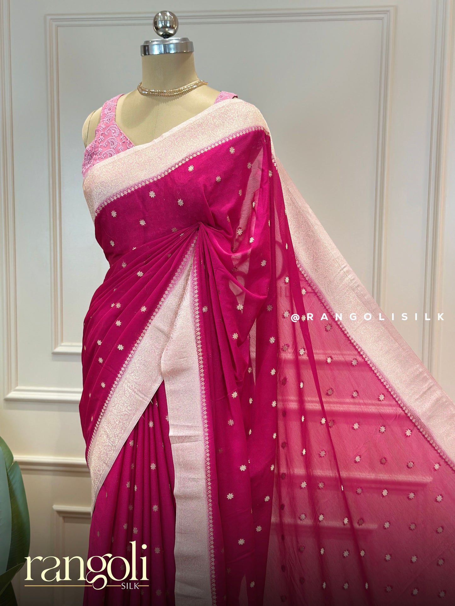 Soft Chiffon Georgette Banaras Sarees with Zari Border - Post 865