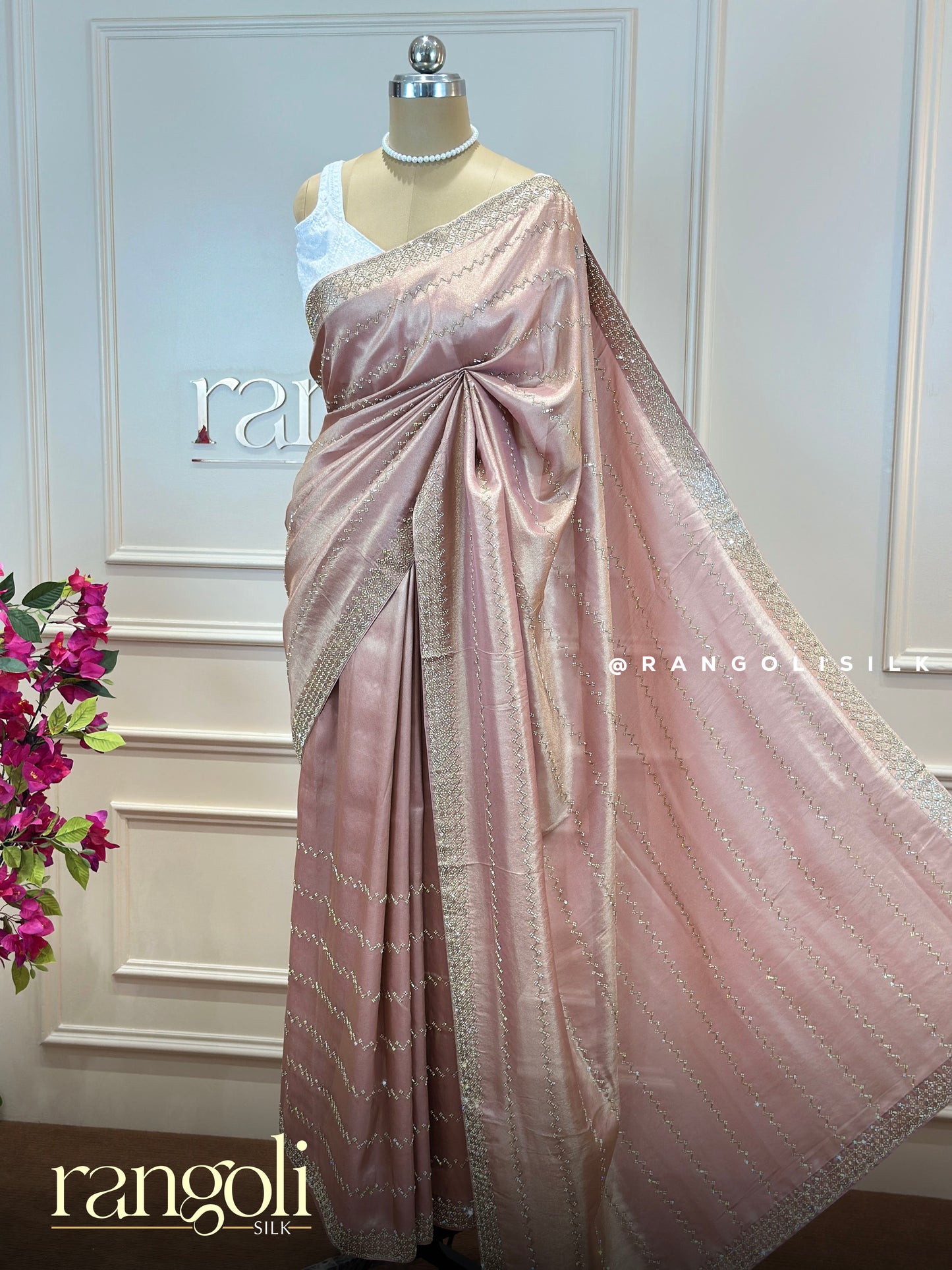 Dreamy Pastel Designer Saree with Zigzag Zari Work & Embellished Border - Post 852
