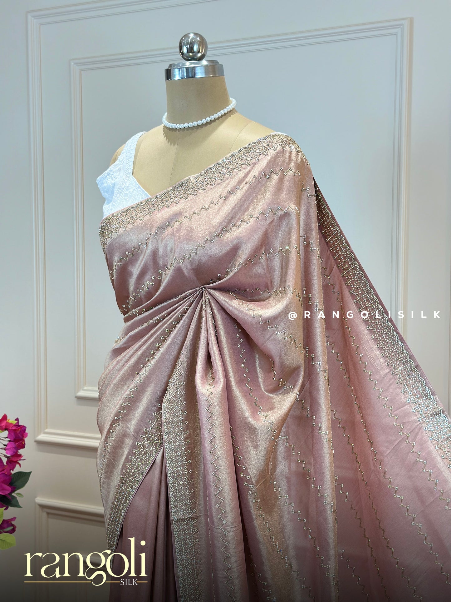 Dreamy Pastel Designer Saree with Zigzag Zari Work & Embellished Border - Post 852