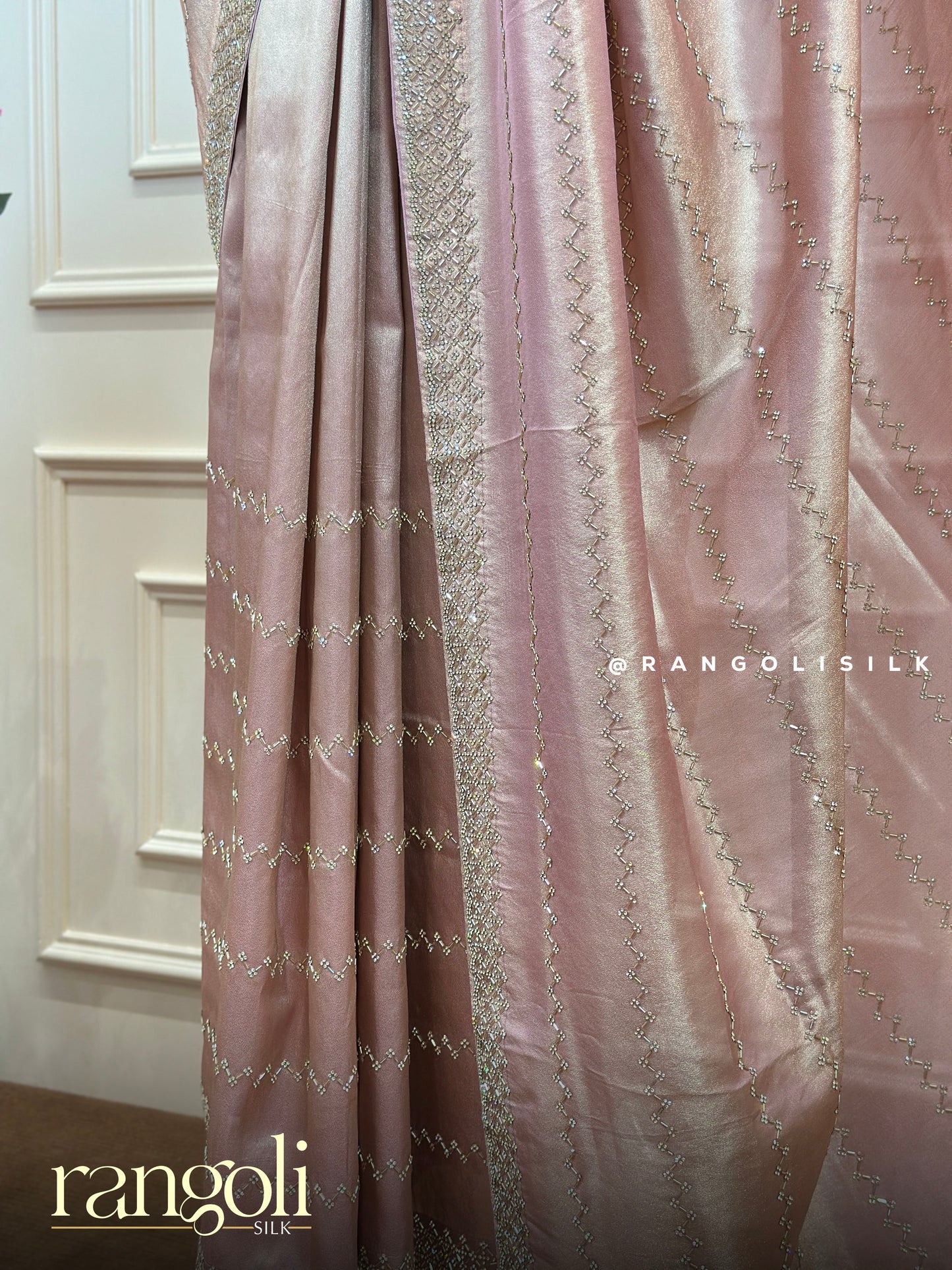 Dreamy Pastel Designer Saree with Zigzag Zari Work & Embellished Border - Post 852