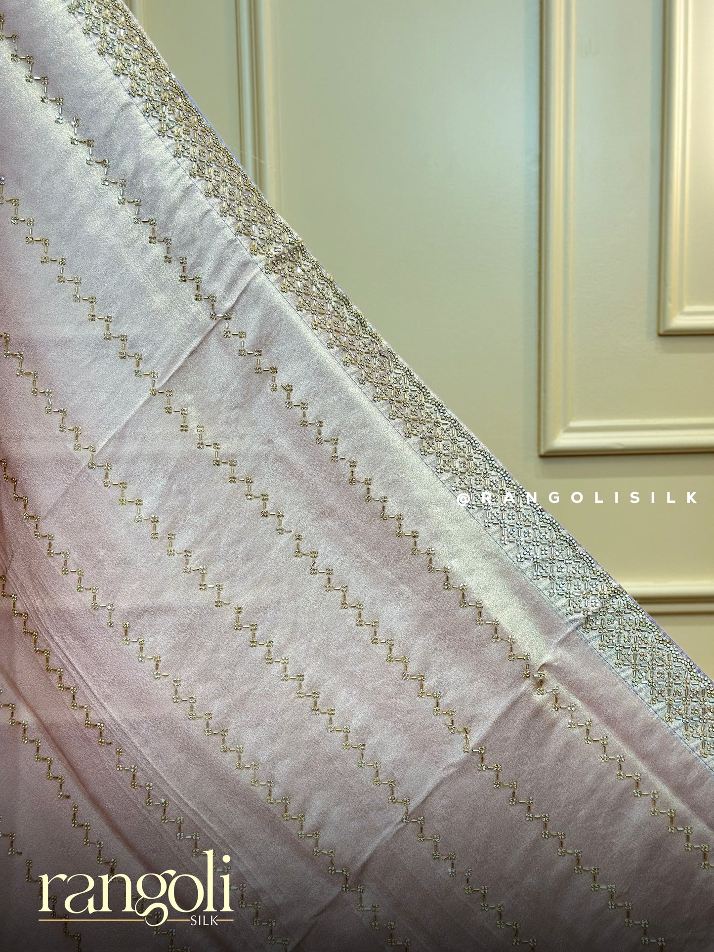 Dreamy Pastel Designer Saree with Zigzag Zari Work & Embellished Border - Post 852