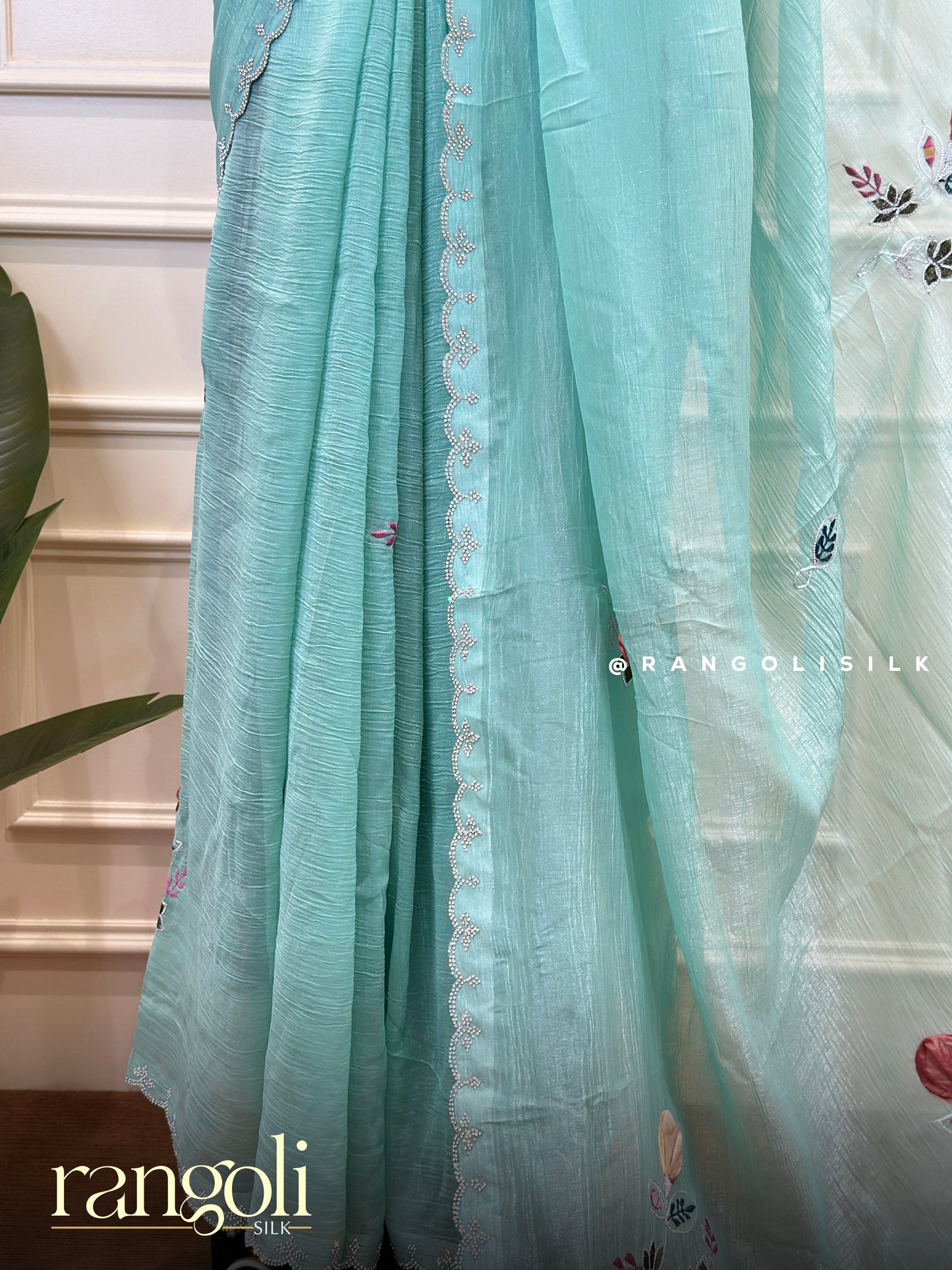 Designer Fancy Saree with Floral Embroidery - Post 858