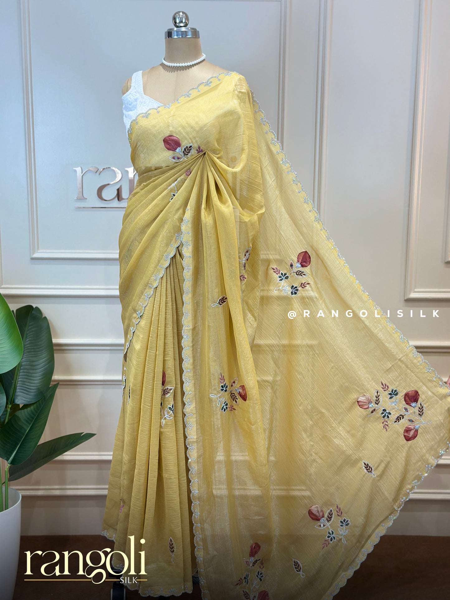 Designer Fancy Saree with Floral Embroidery - Post 858