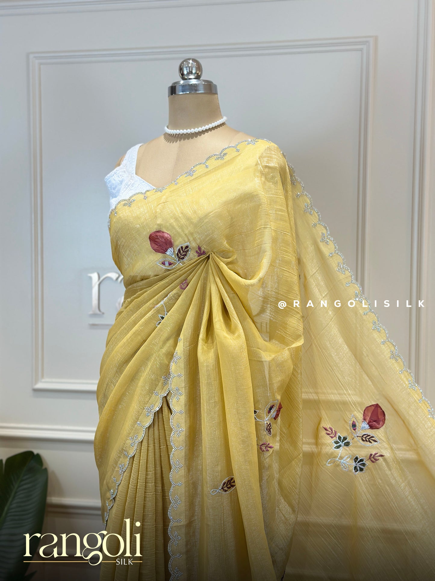 Designer Fancy Saree with Floral Embroidery - Post 858