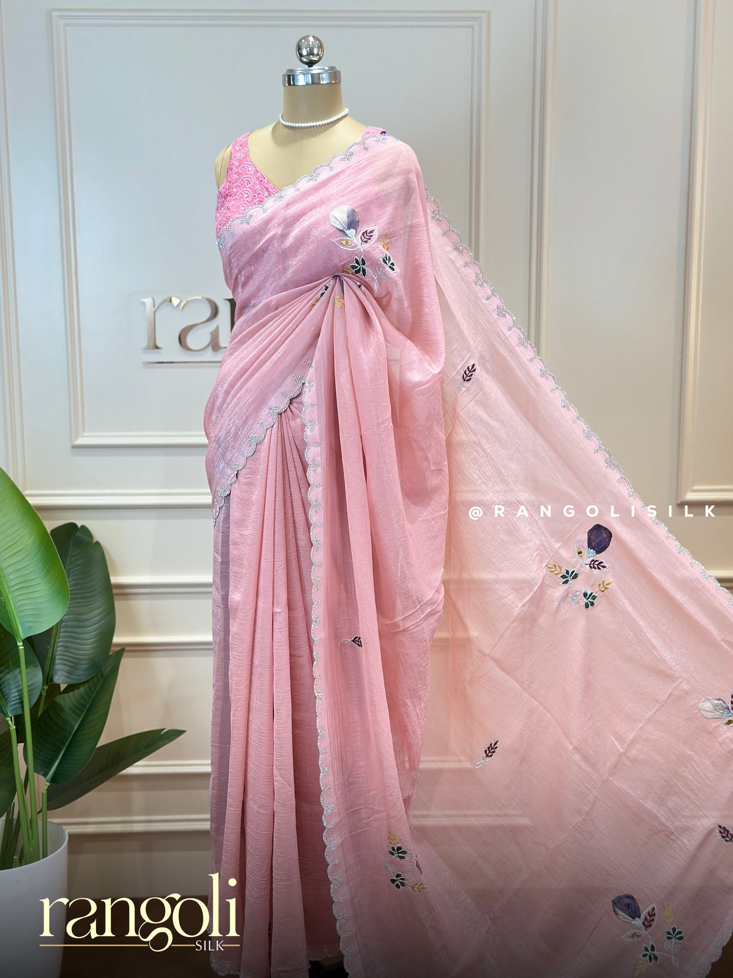 Designer Fancy Saree with Floral Embroidery - Post 858