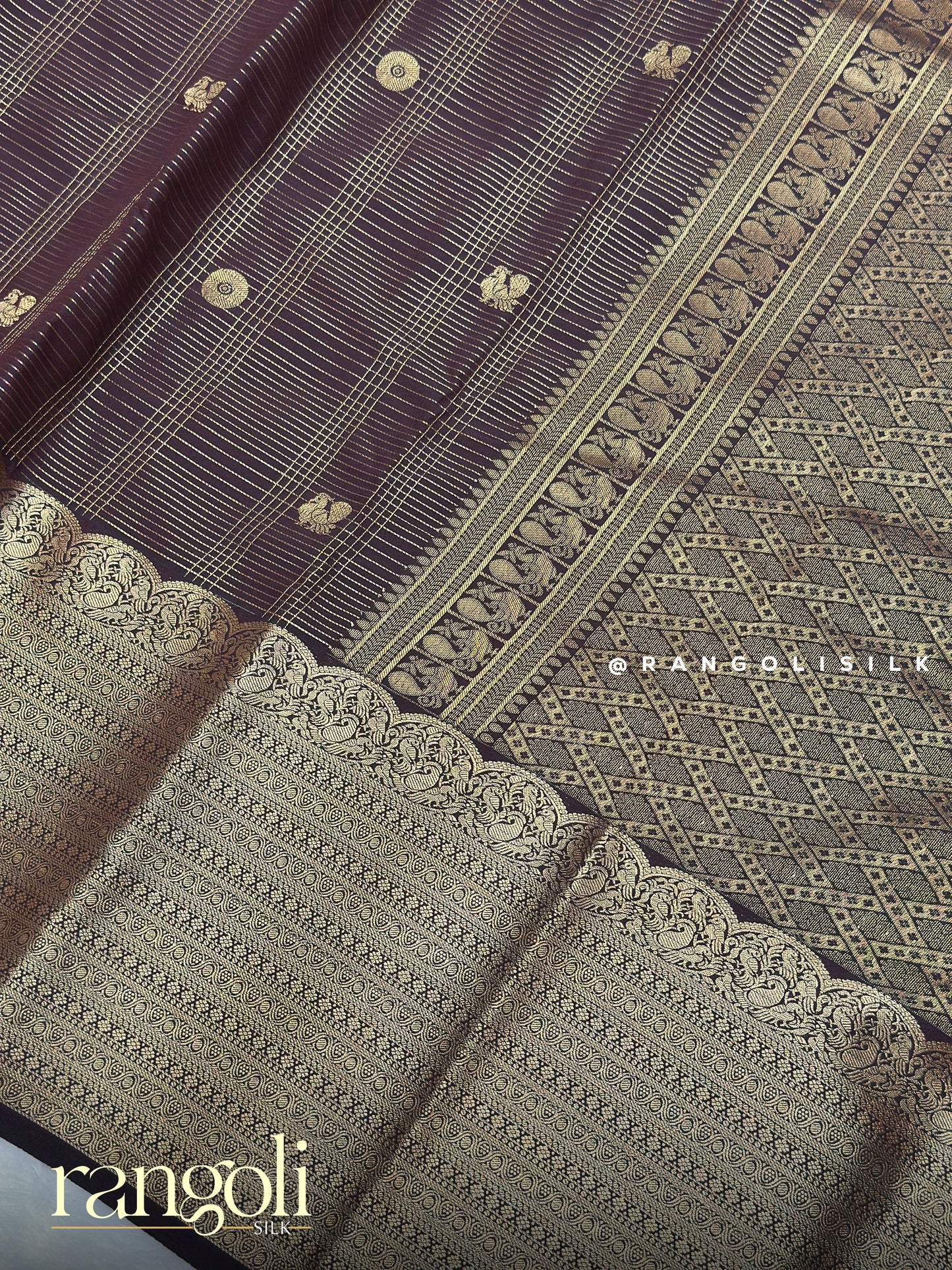 Semi Kanjivaram Silk Saree with Zari Border & Traditional Buttas - Post 973