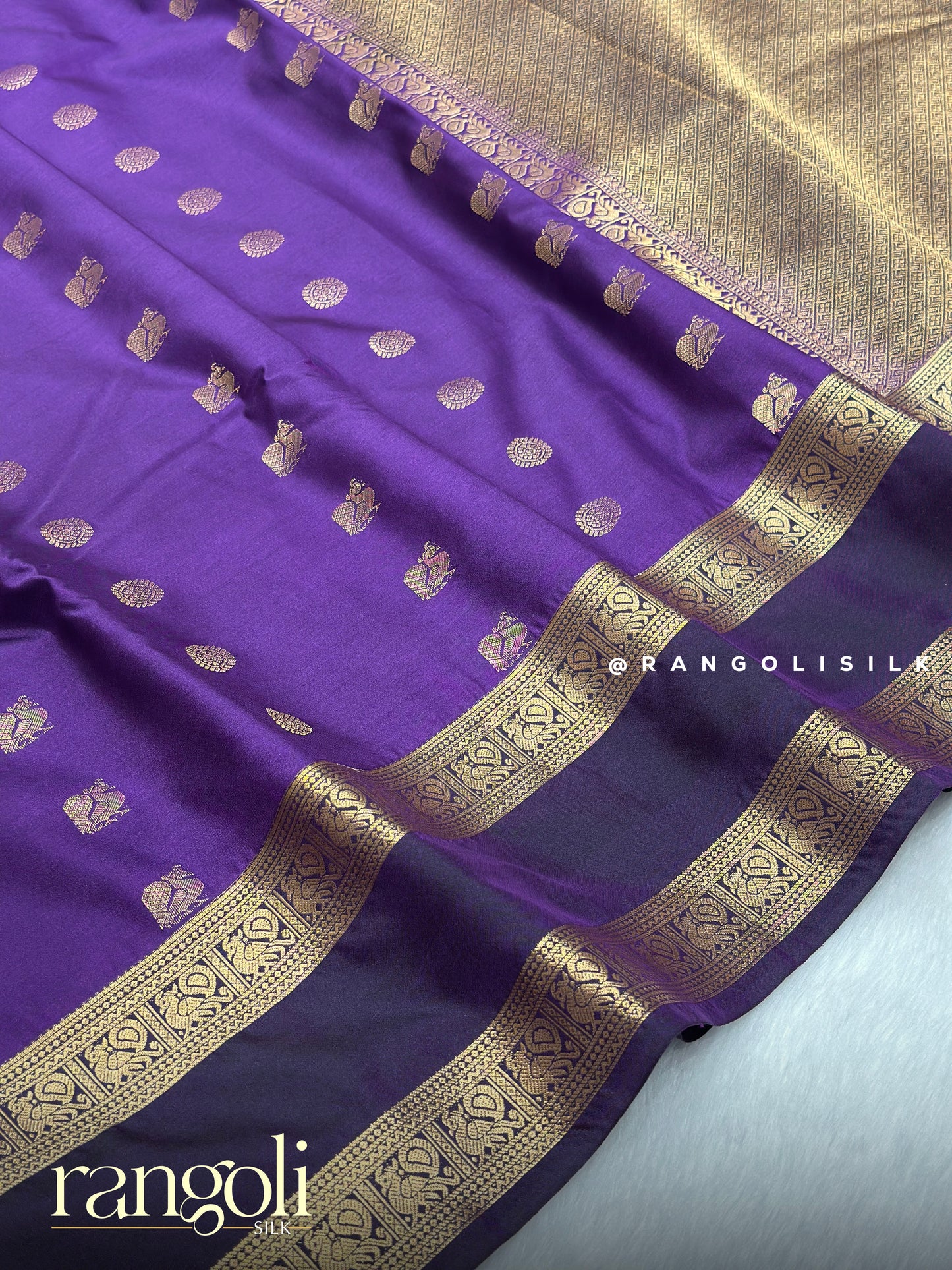 Semi Kanjivaram Silk Saree with Zari Border & Traditional Buttas - Post 973