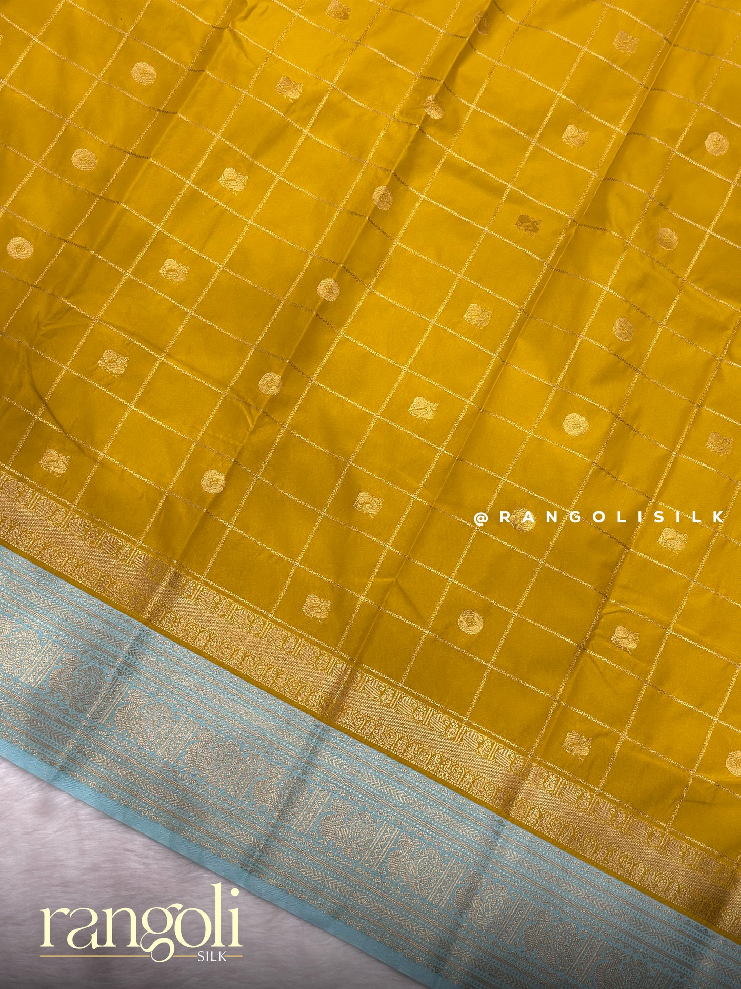 Semi Kanjivaram Silk Saree with Zari Border & Traditional Buttas - Post 973