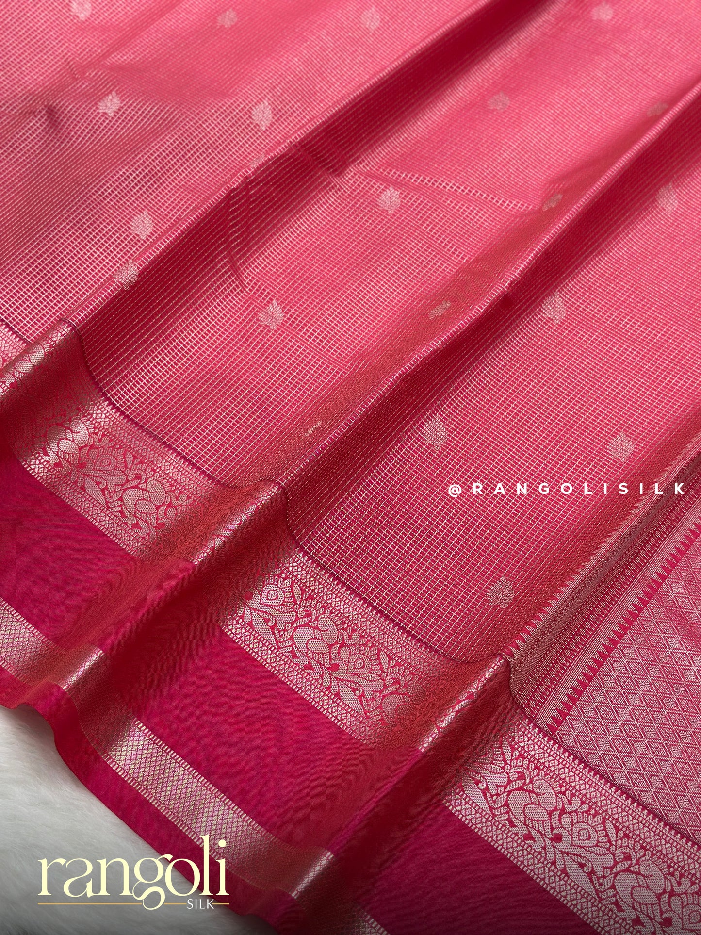 Semi Kanjivaram Silk Saree with Zari Border & Traditional Buttas - Post 973