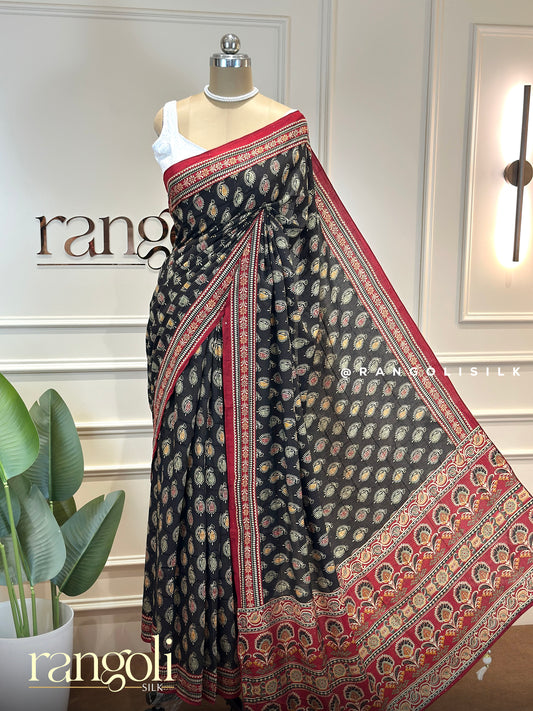 Cotton Saree with Traditional Border & Tassel Pallu - Post 974