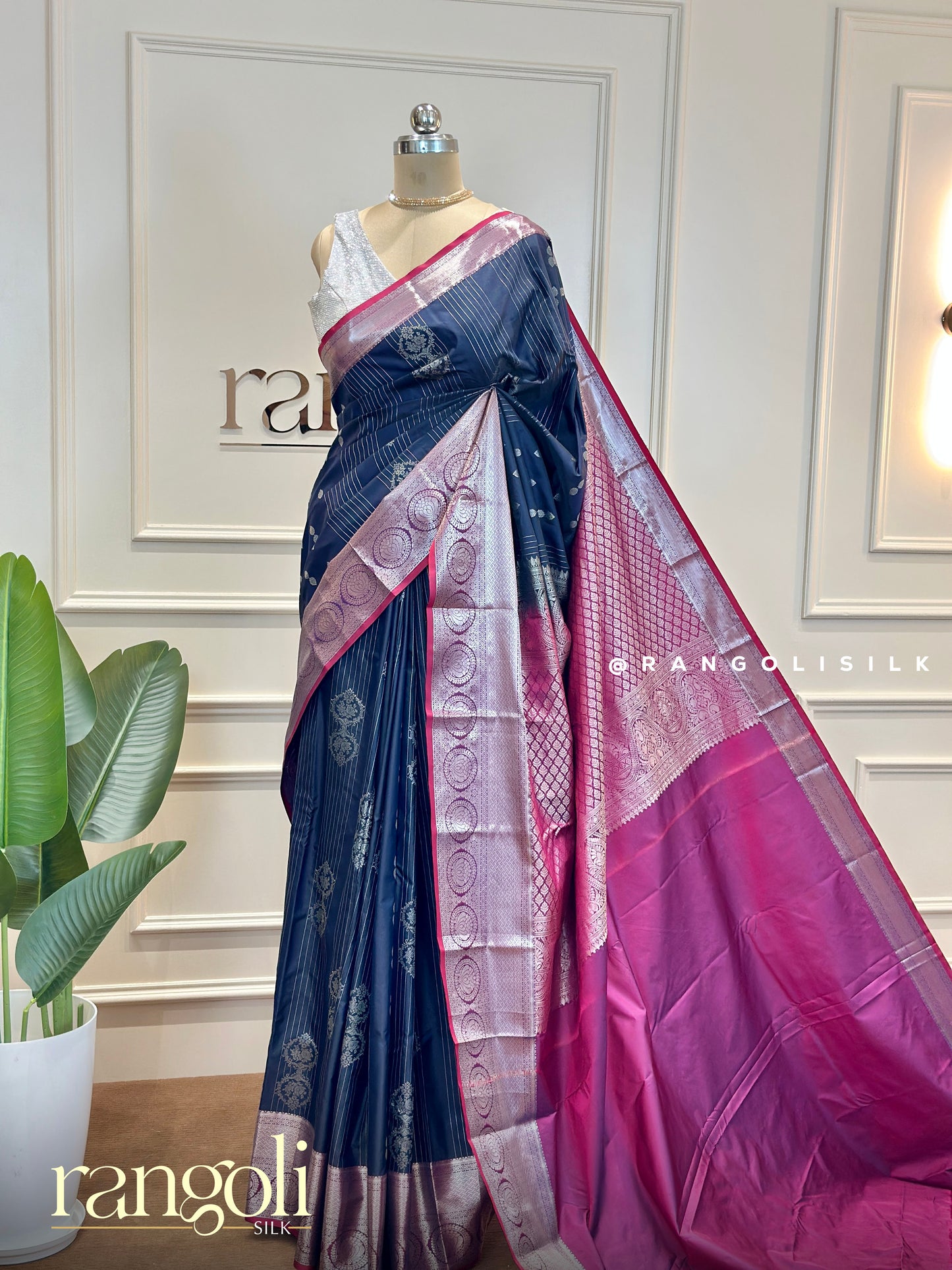 Traditional Semi Kanjivaram Silk Saree – Contrast Borders & Zari Work - Post 563