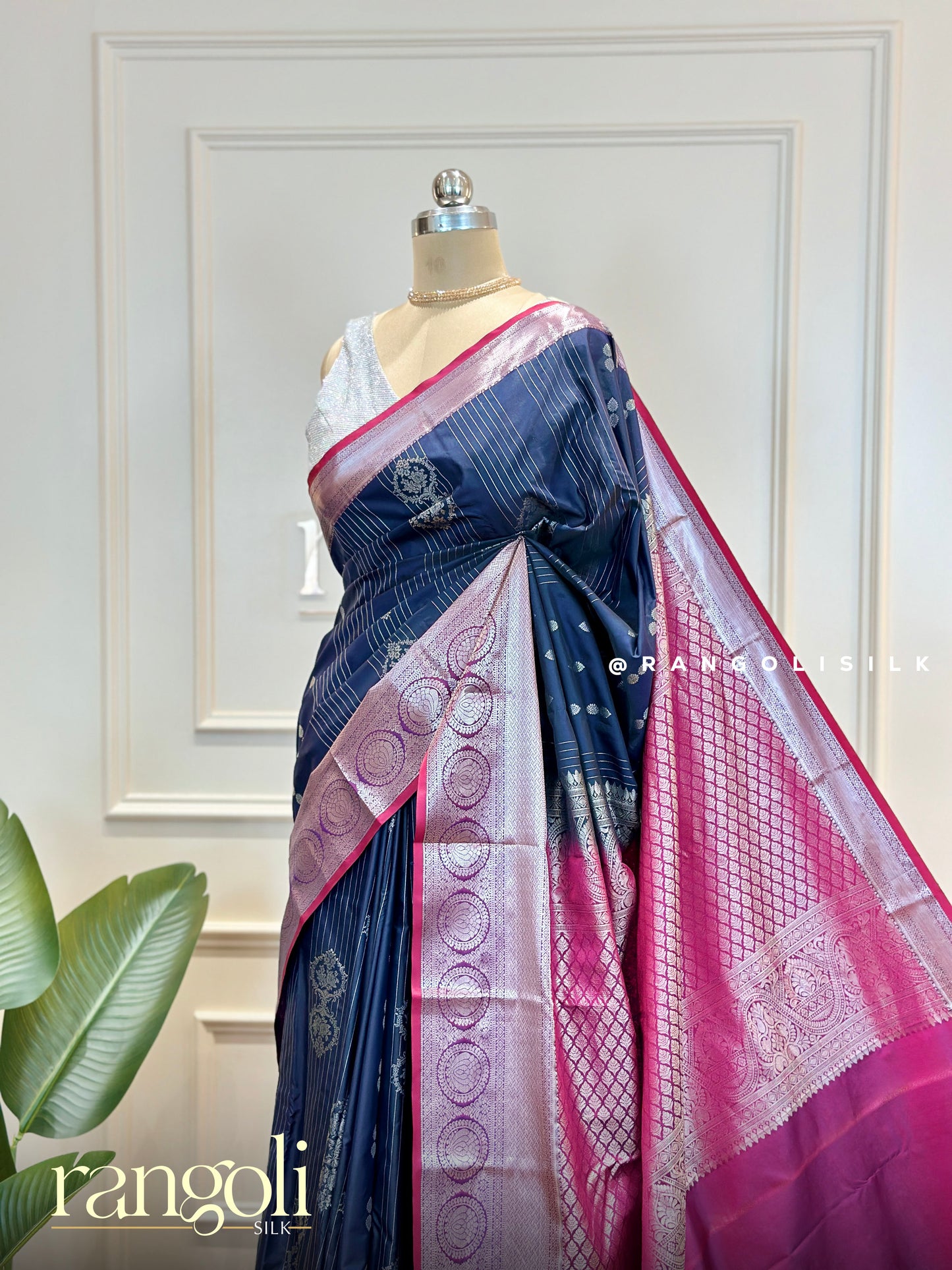 Traditional Semi Kanjivaram Silk Saree – Contrast Borders & Zari Work - Post 563