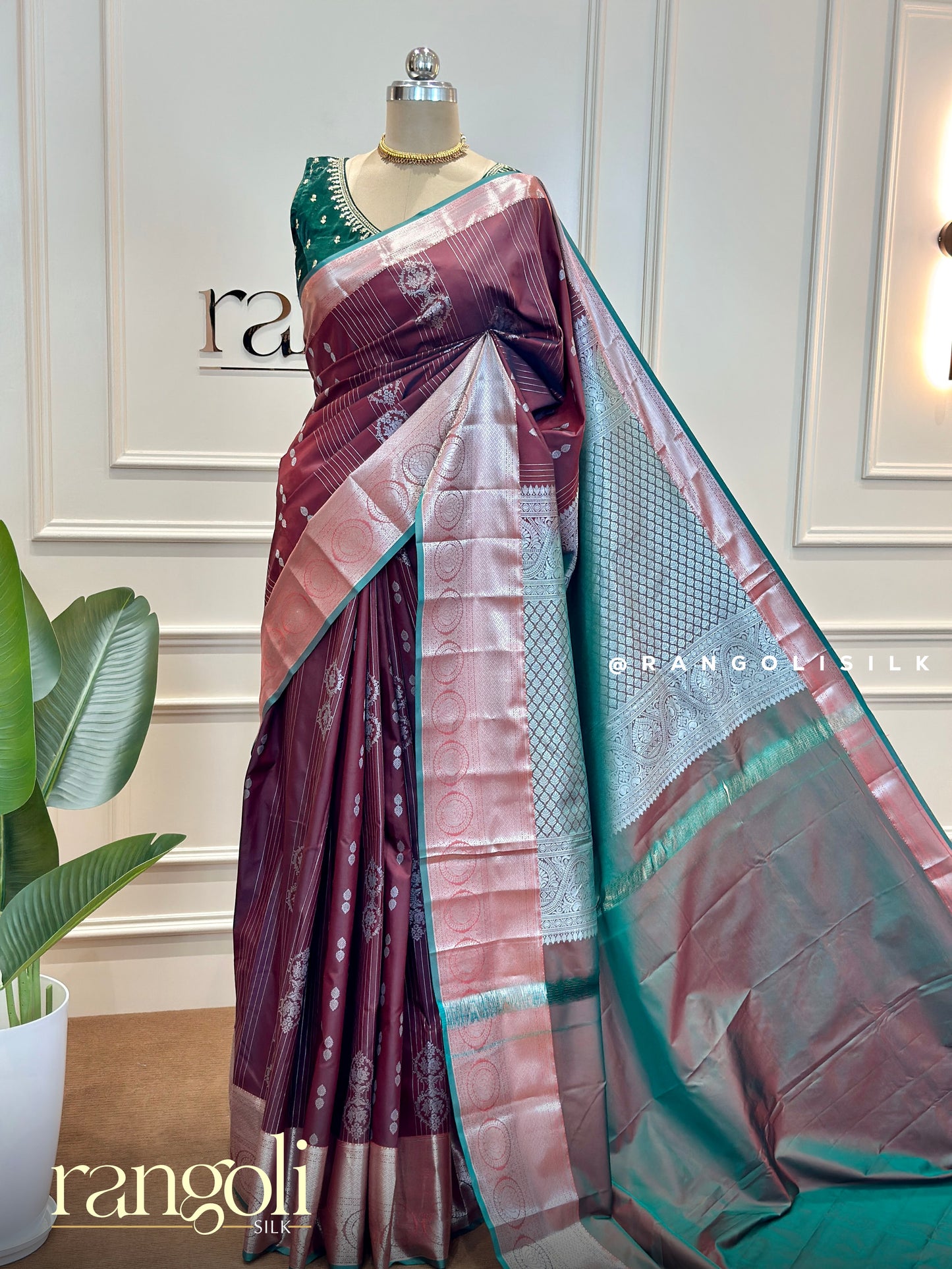 Traditional Semi Kanjivaram Silk Saree – Contrast Borders & Zari Work - Post 563