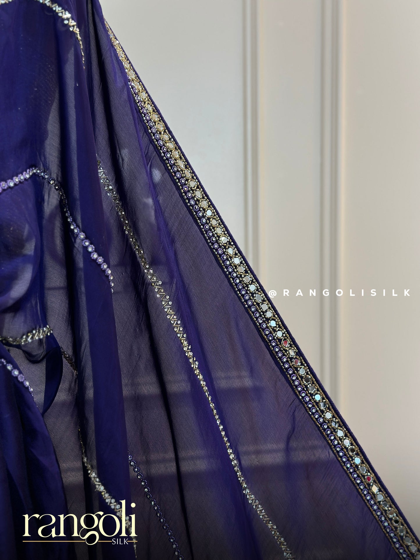 Designer Party Wear Saree with Embellished Striped Pattern - Post 661