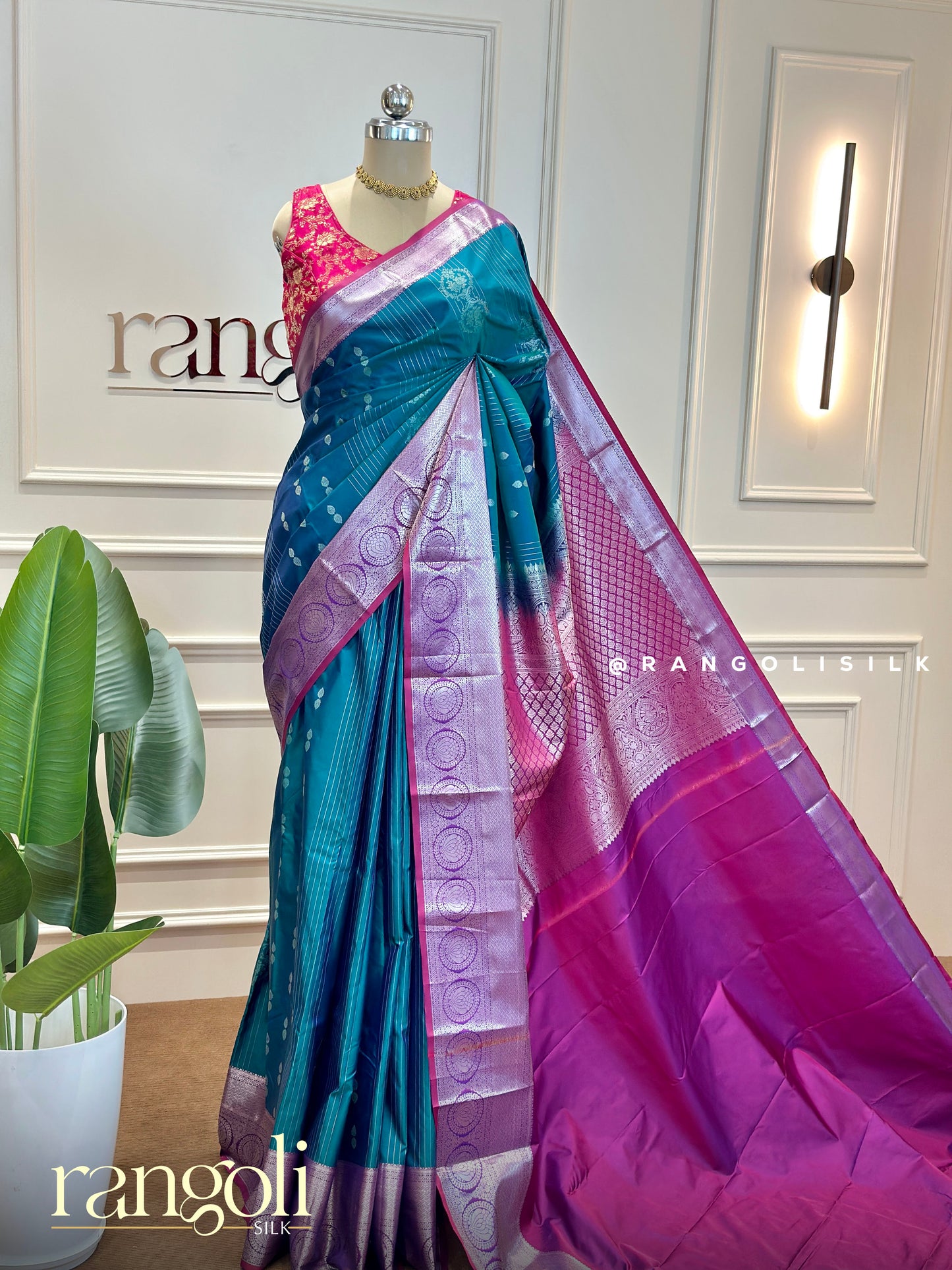 Traditional Semi Kanjivaram Silk Saree – Contrast Borders & Zari Work - Post 563