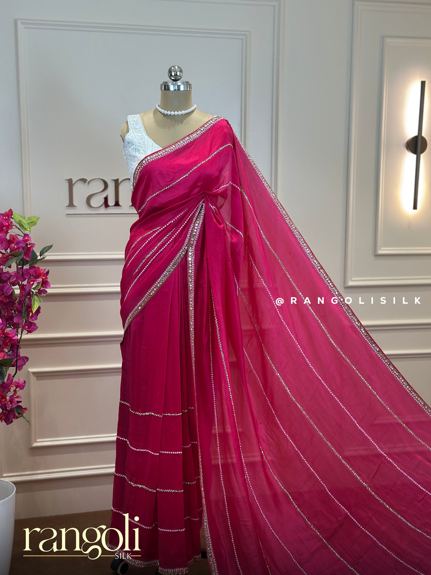 Designer Party Wear Saree with Embellished Striped Pattern - Post 661