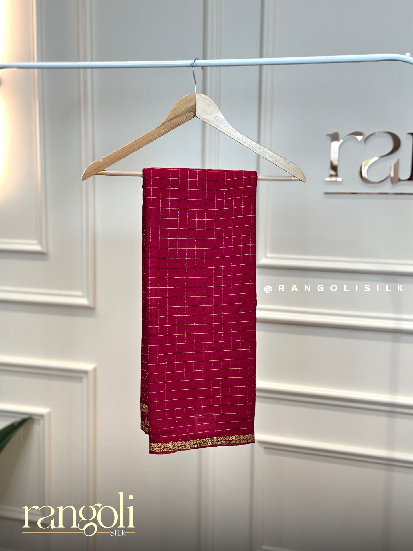 Semi Mysore Silk Saree in Classic Checks Pattern with Delicate Small Border - Post 976