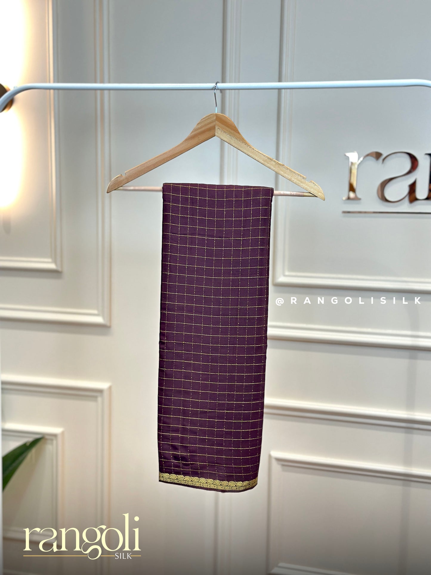 Semi Mysore Silk Saree in Classic Checks Pattern with Delicate Small Border - Post 976