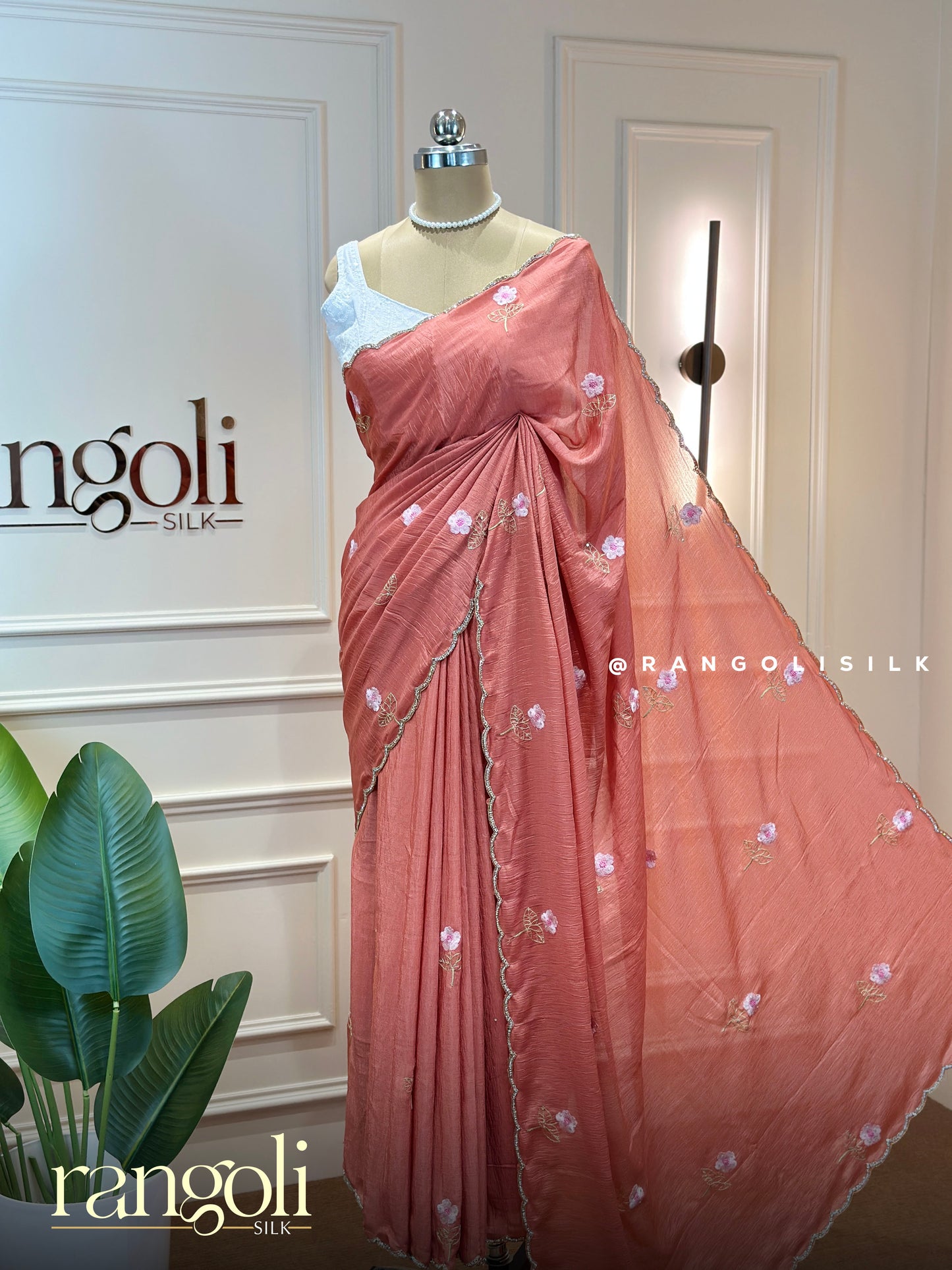 Soft Chiffon Designer Saree with Floral Embroidery - Post 860