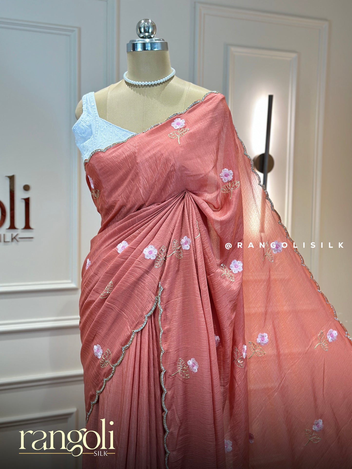 Soft Chiffon Designer Saree with Floral Embroidery - Post 860