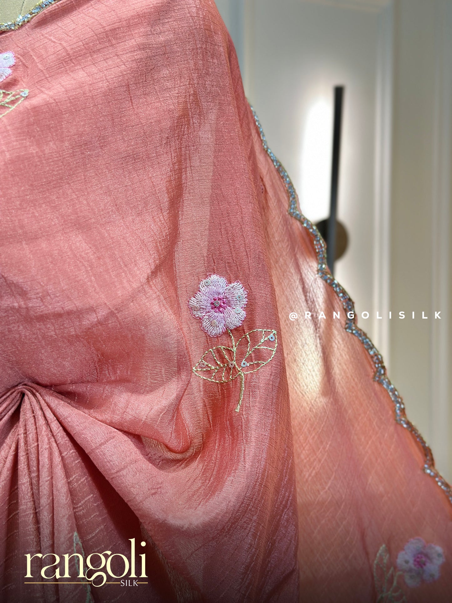 Soft Chiffon Designer Saree with Floral Embroidery - Post 860