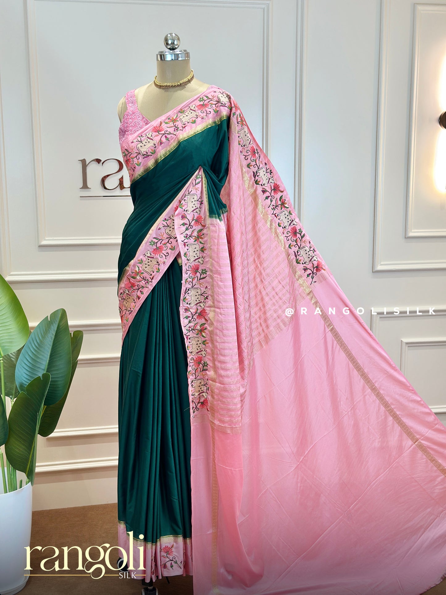 Semi Mysore Silk Crepe Saree with Pichwai Embroidery - Post 663