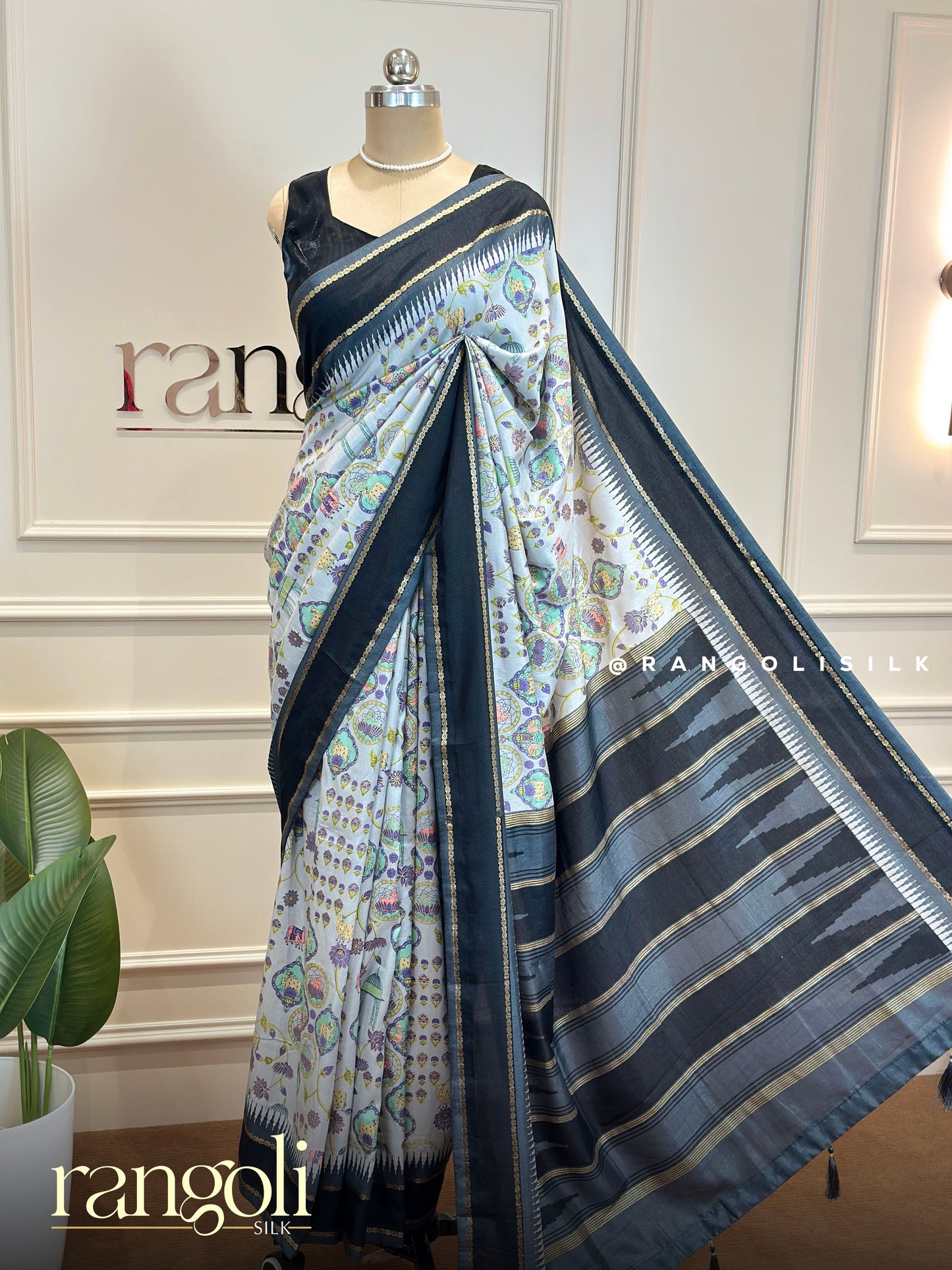 Cotton Silk Saree with Beautiful Motifs & Temple Border - Post 746