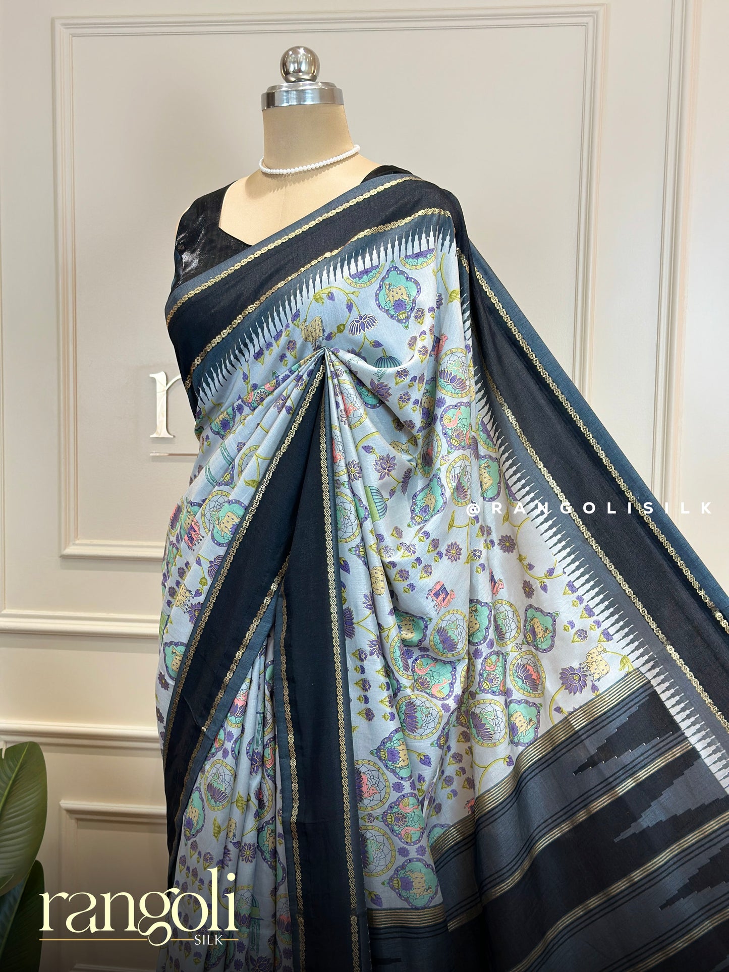Cotton Silk Saree with Beautiful Motifs & Temple Border - Post 746