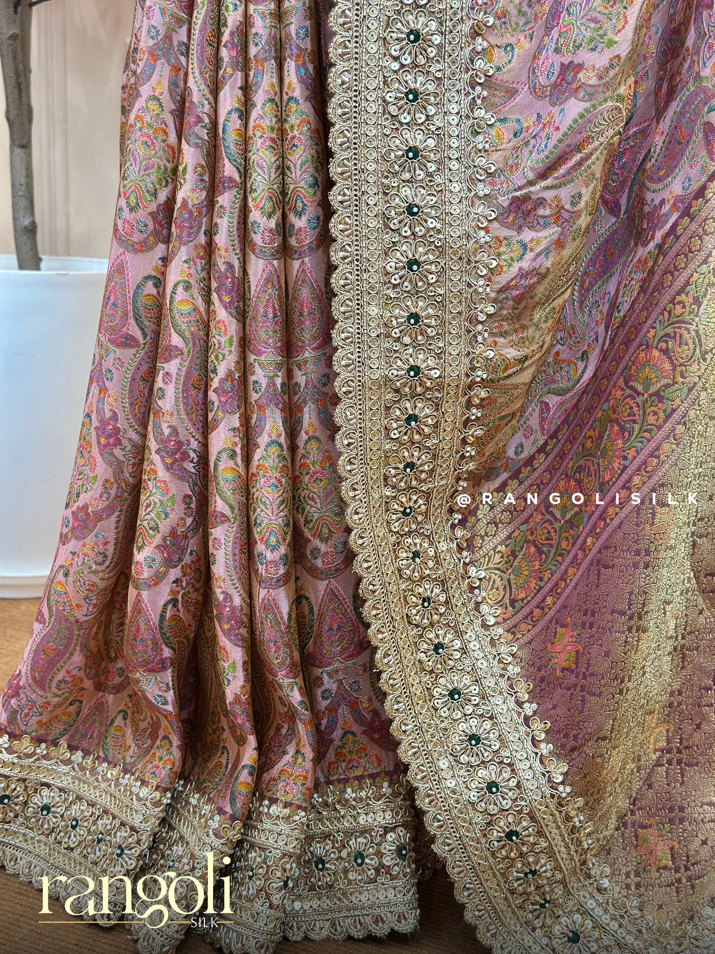 Pastel Banarasi Silk Saree with Intricate Floral & Paisley Weaves - Post 695