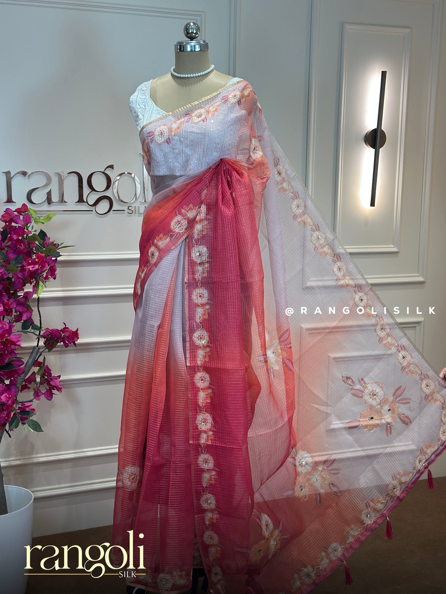 Elegant Net Cotton Sarees -  Floral Embroidery & Soft Pastel Drapes - Post 873