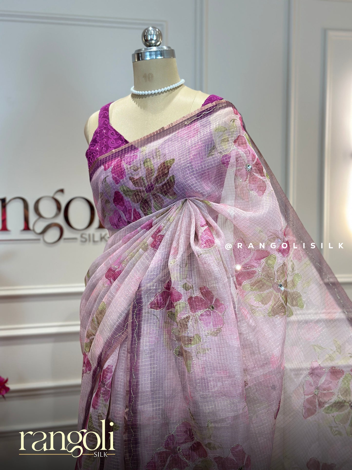 Elegant Net Cotton Sarees -  Floral Embroidery & Soft Pastel Drapes - Post 873