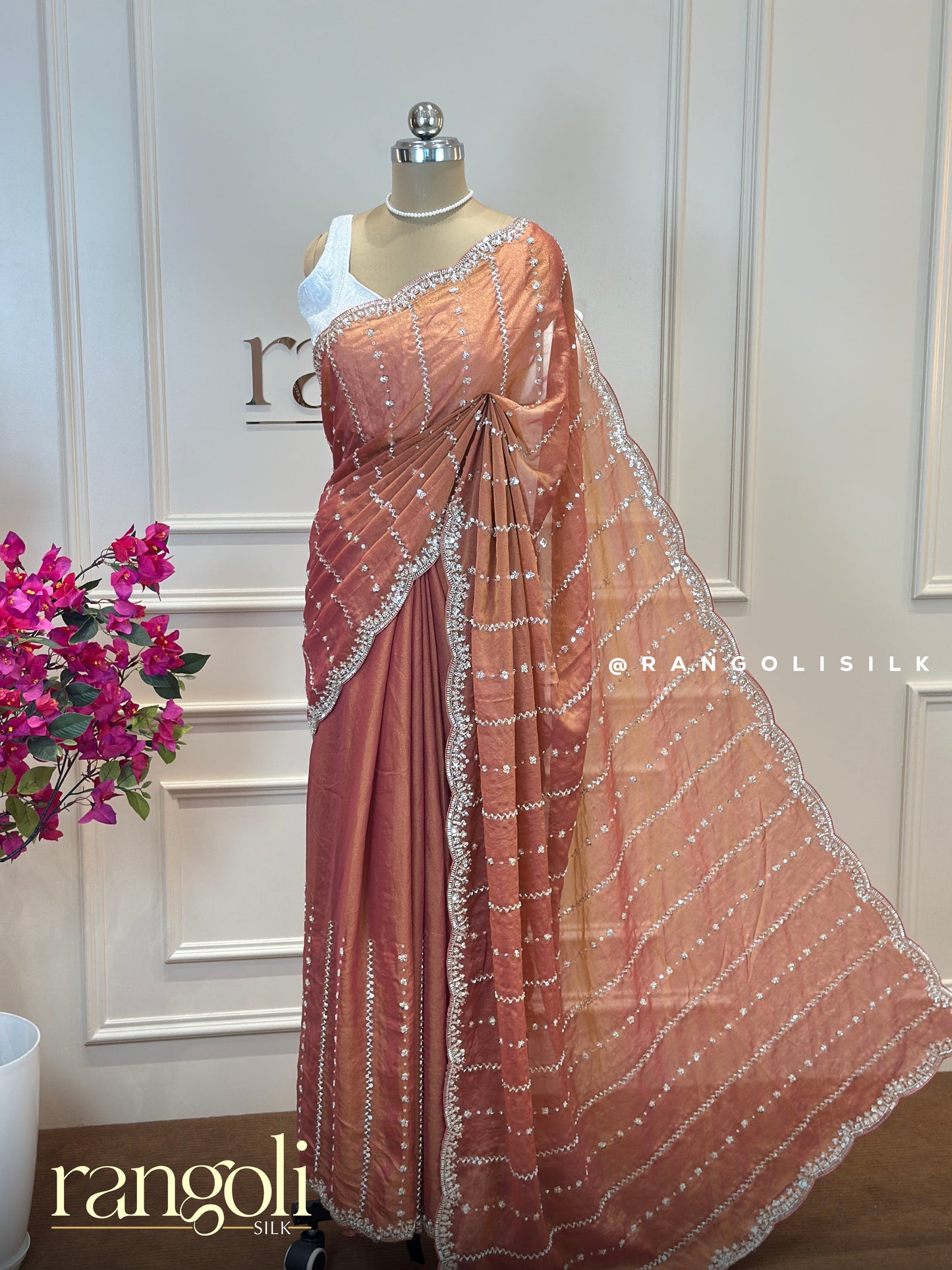 Designer Partywear Saree with Sequin & Bead Embroidery - Post 665