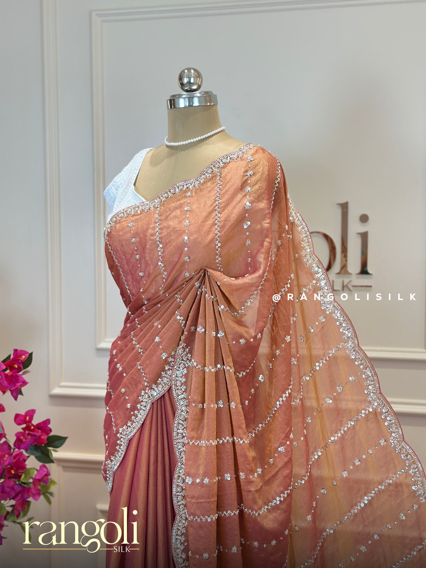 Designer Partywear Saree with Sequin & Bead Embroidery - Post 665