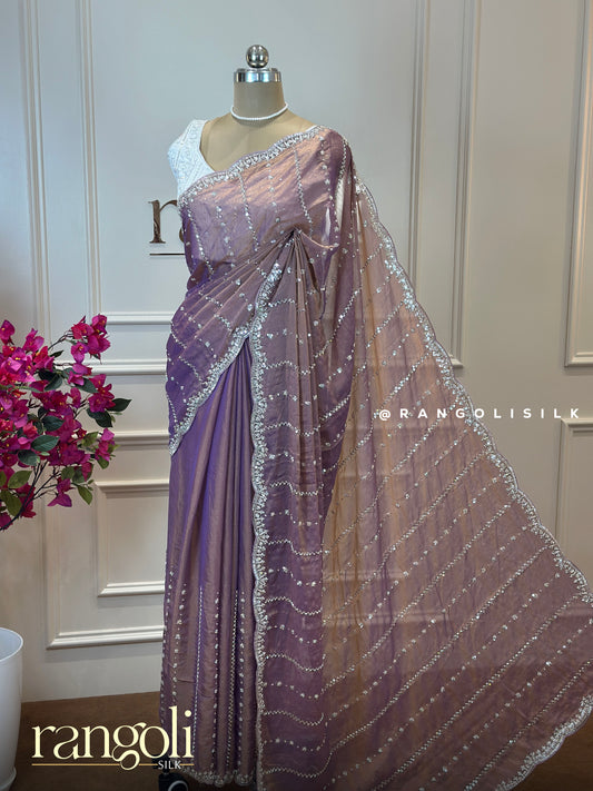 Designer Partywear Saree with Sequin & Bead Embroidery - Post 665