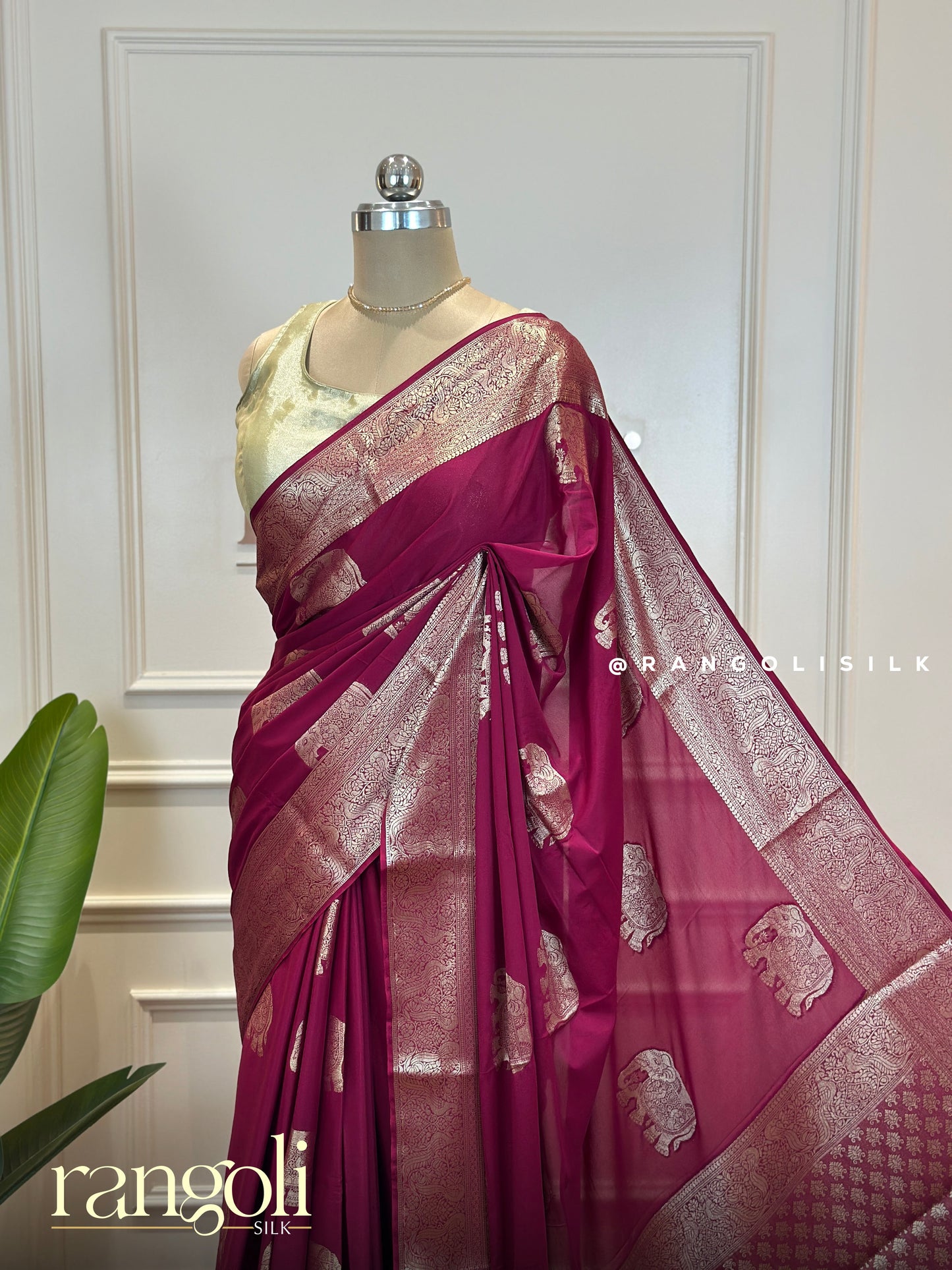Semi Mysore Silk Saree with Gold Zari Motifs - Post 667