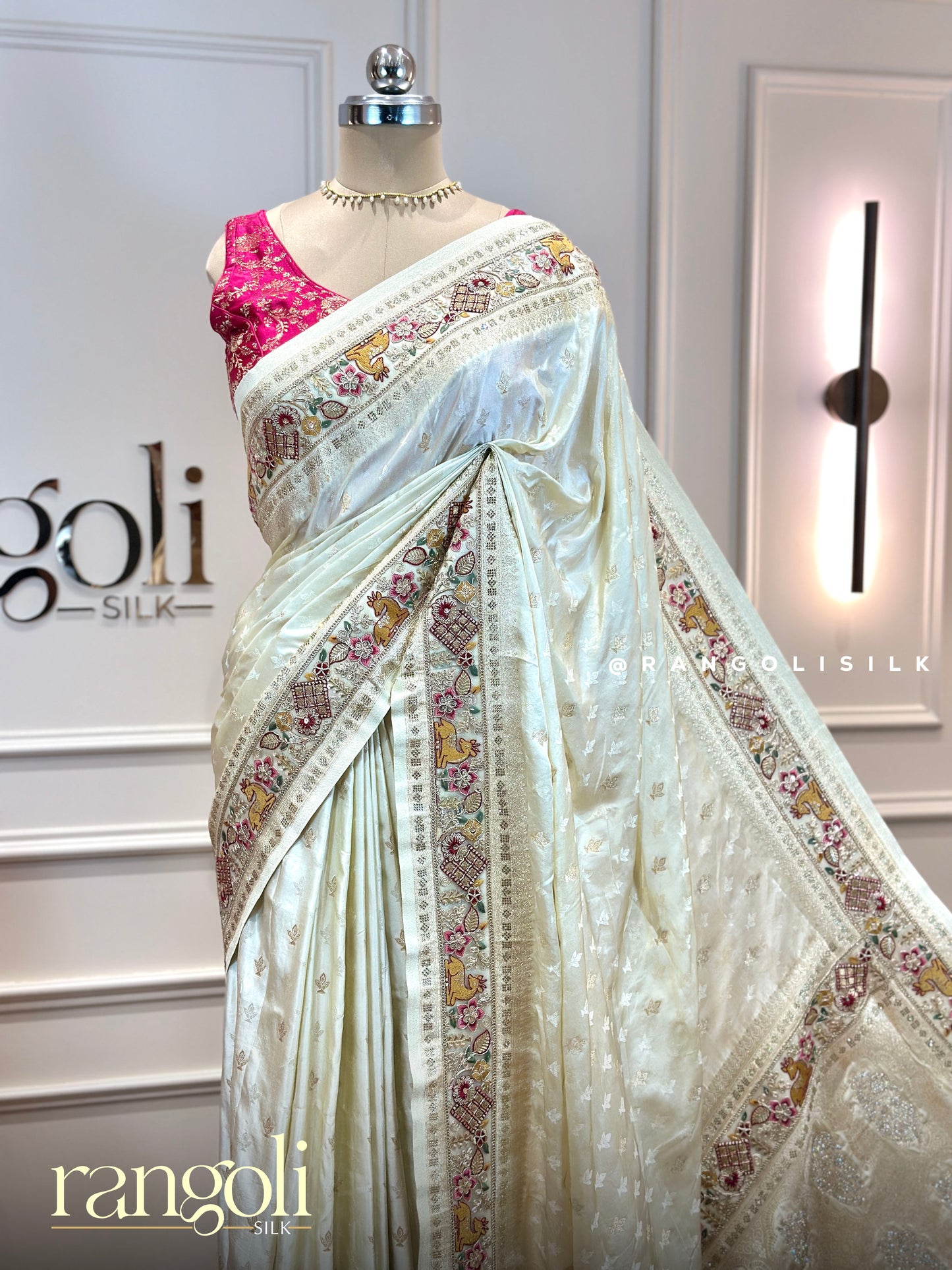 Ivory Tissue Silk Sarees with Intricate Woven Floral Designs - Post 979